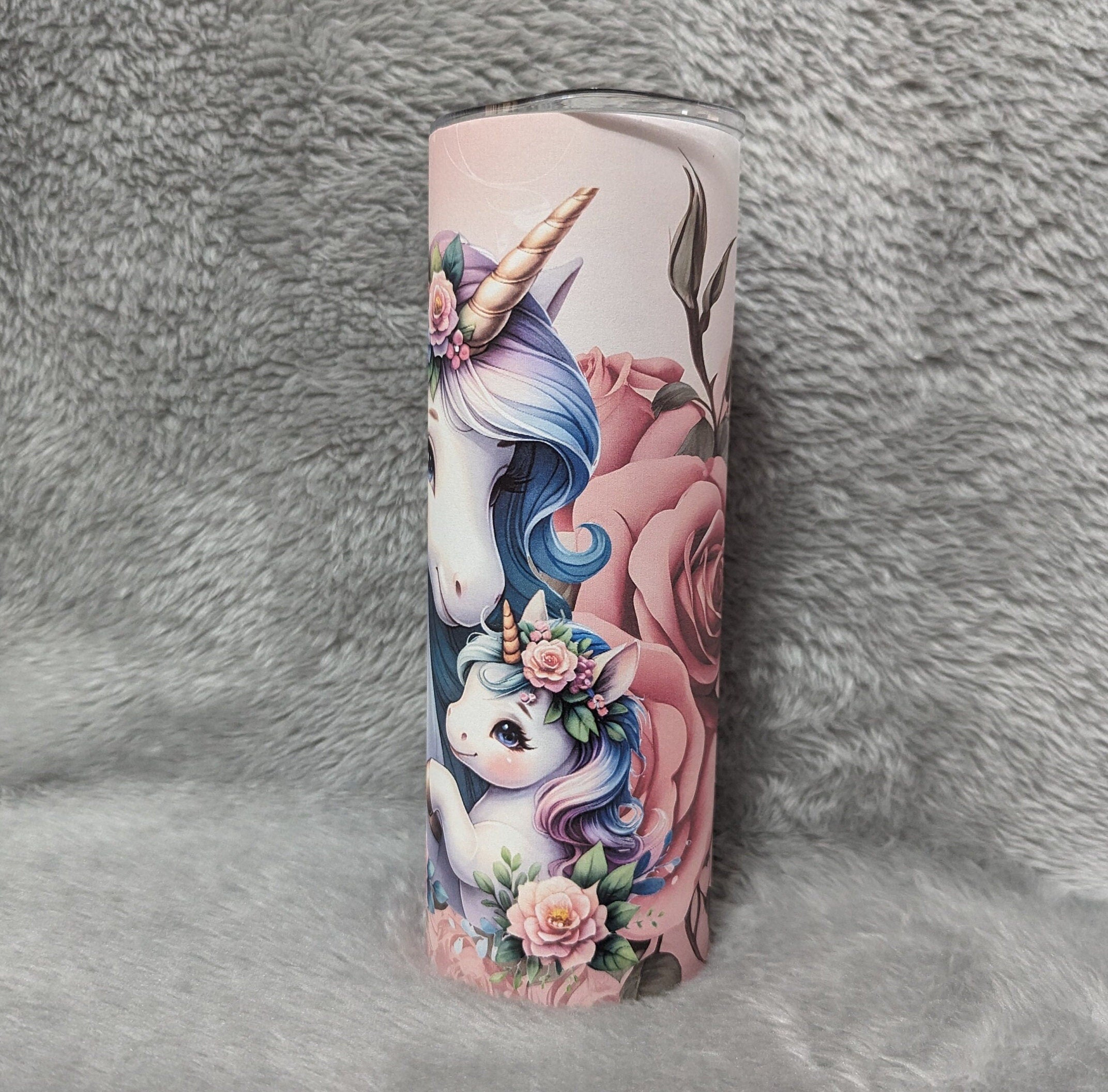 Unicorn Tumbler with Mom and Baby Unicorn 20oz With Reusable Straw Can Be Personalized