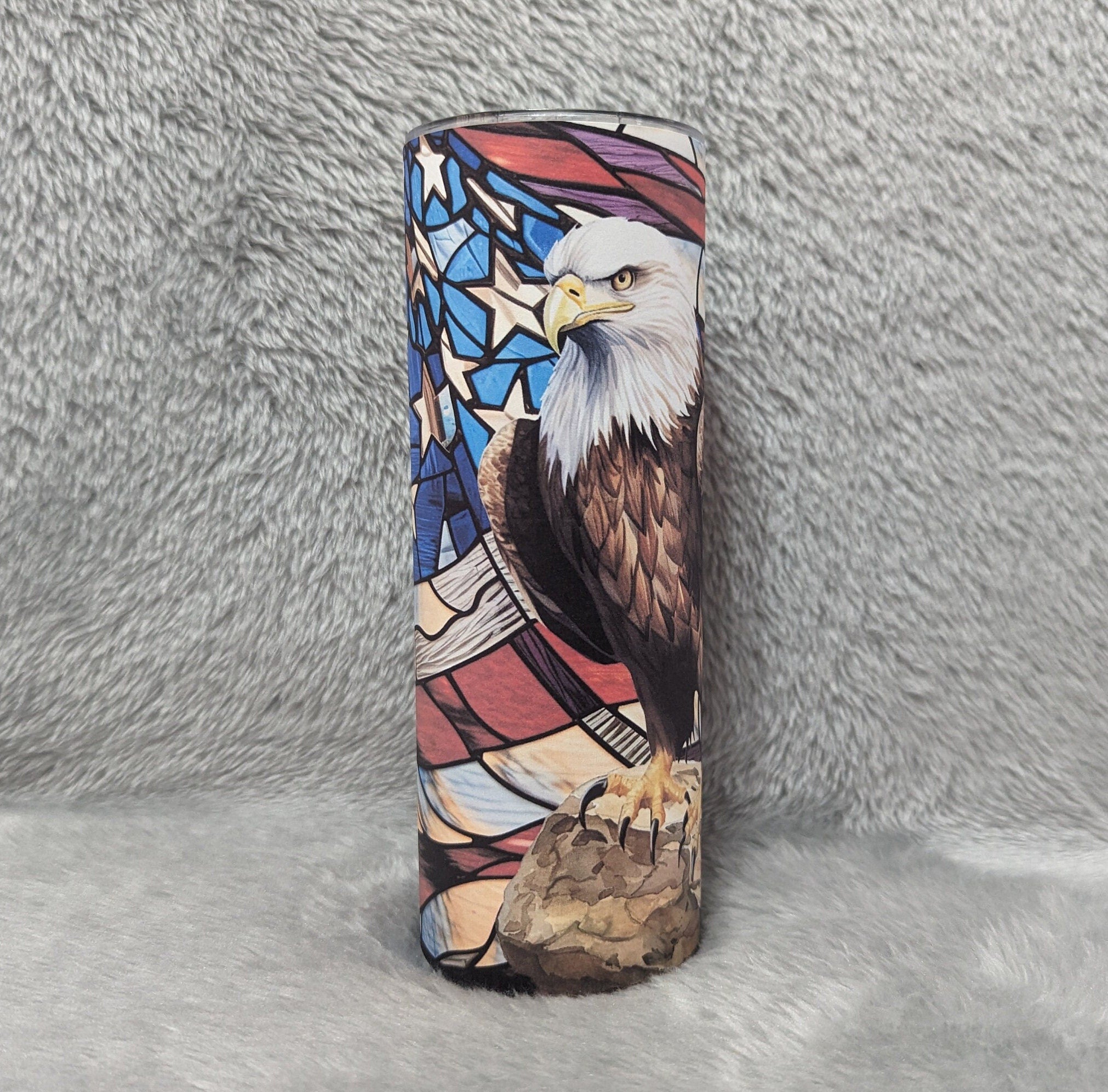 Beautiful Patriotic Eagle Tumbler 20oz With Reusable Straw Can Be Personalized