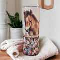 Pony Tumbler With Pretty Flowers Includes A Reusable straw, Can Be Personalized, Horse Gift, Cup With Name, Gift For Her, 20oz Tumbler