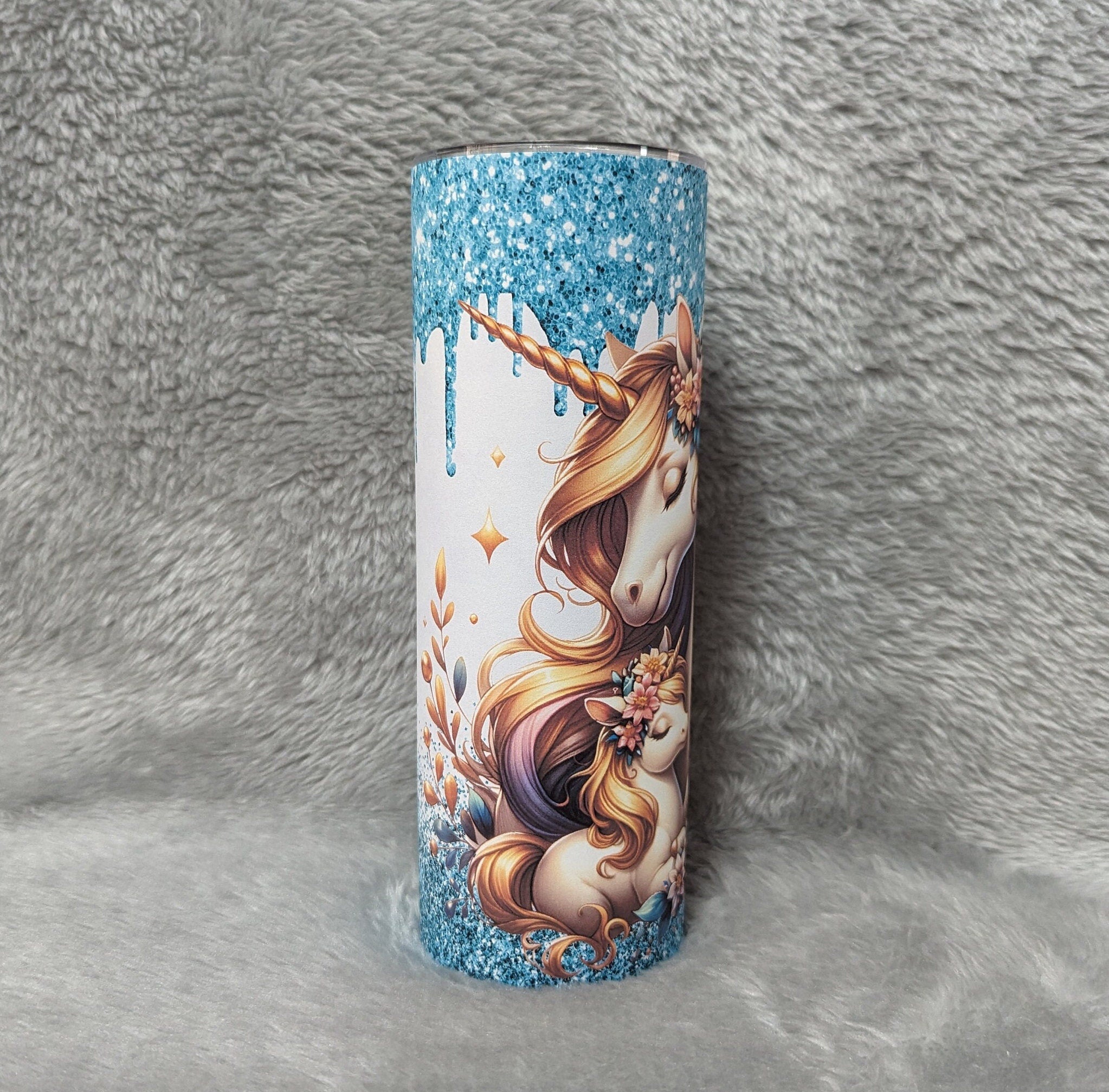 Pretty Unicorn Tumbler with A Glitter Design 20oz With Reusable Straw Can Be Personalized