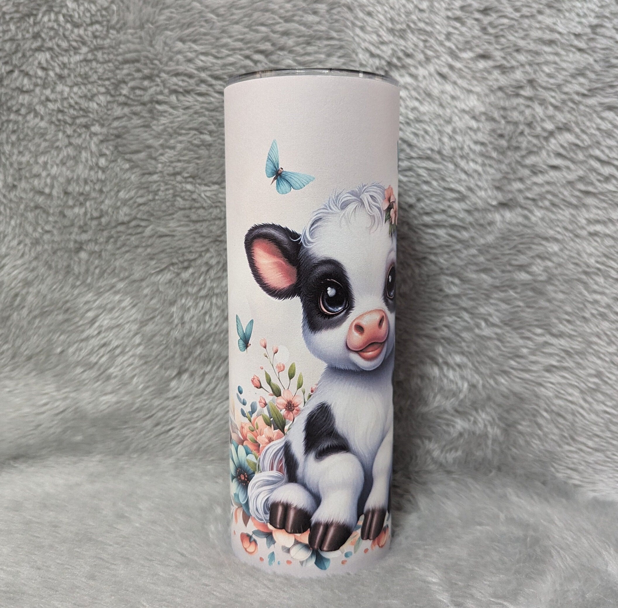 Cute Cow Calf Tumbler With Calf's 20oz With Reusable Straw Can Be Personalized