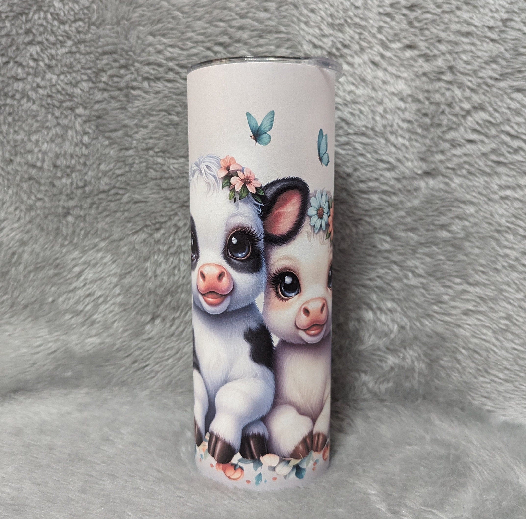 Cute Cow Calf Tumbler With Calf's 20oz With Reusable Straw Can Be Personalized