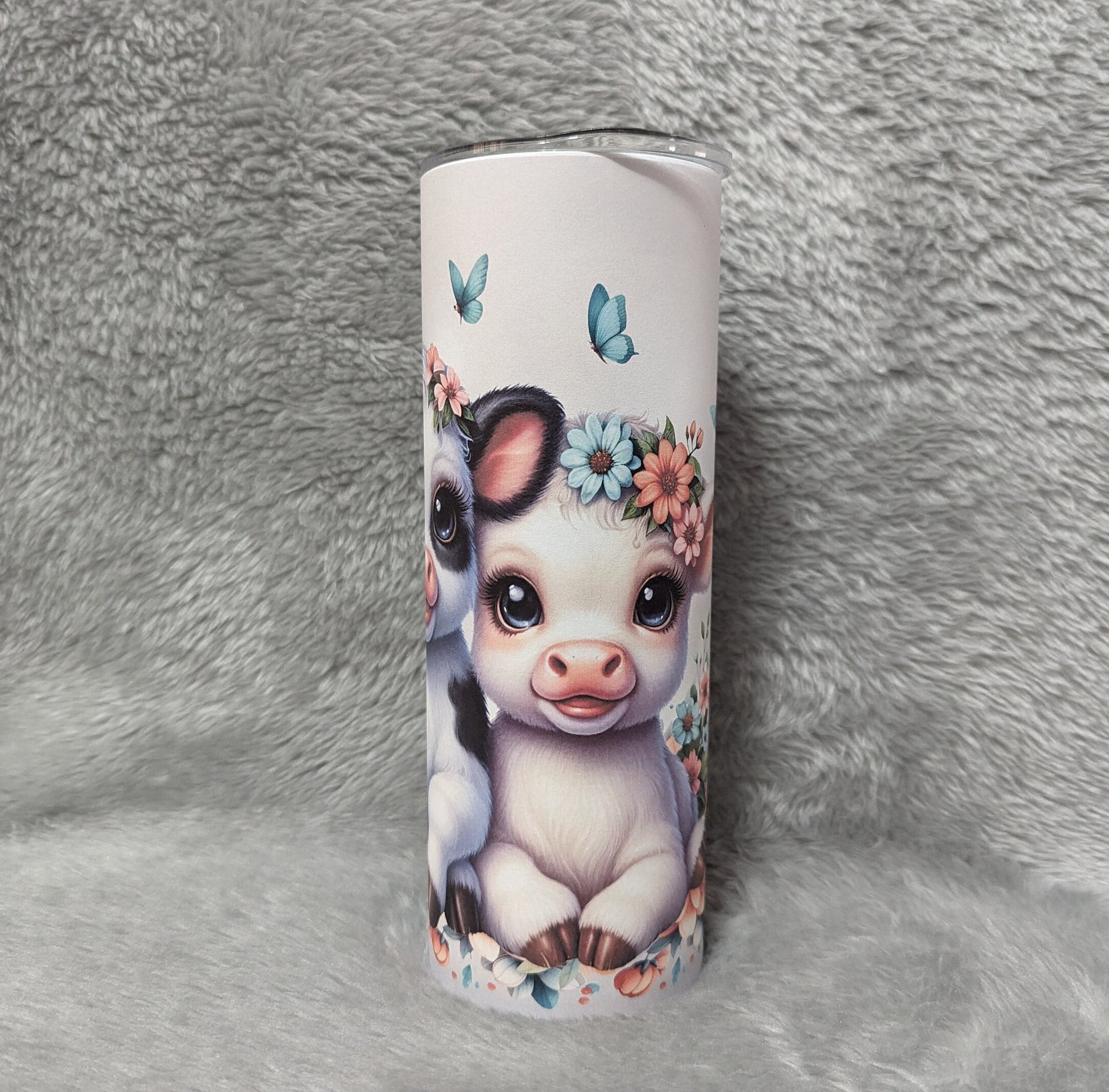 Cute Cow Calf Tumbler With Calf's 20oz With Reusable Straw Can Be Personalized