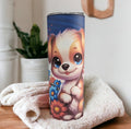 Patriotic Puppy Tumbler Can Be Personalized, Cup With Name, Gift For Dog Lovers, 20oz Tumbler With Reusable Straw - Hot Or Cold Drinks