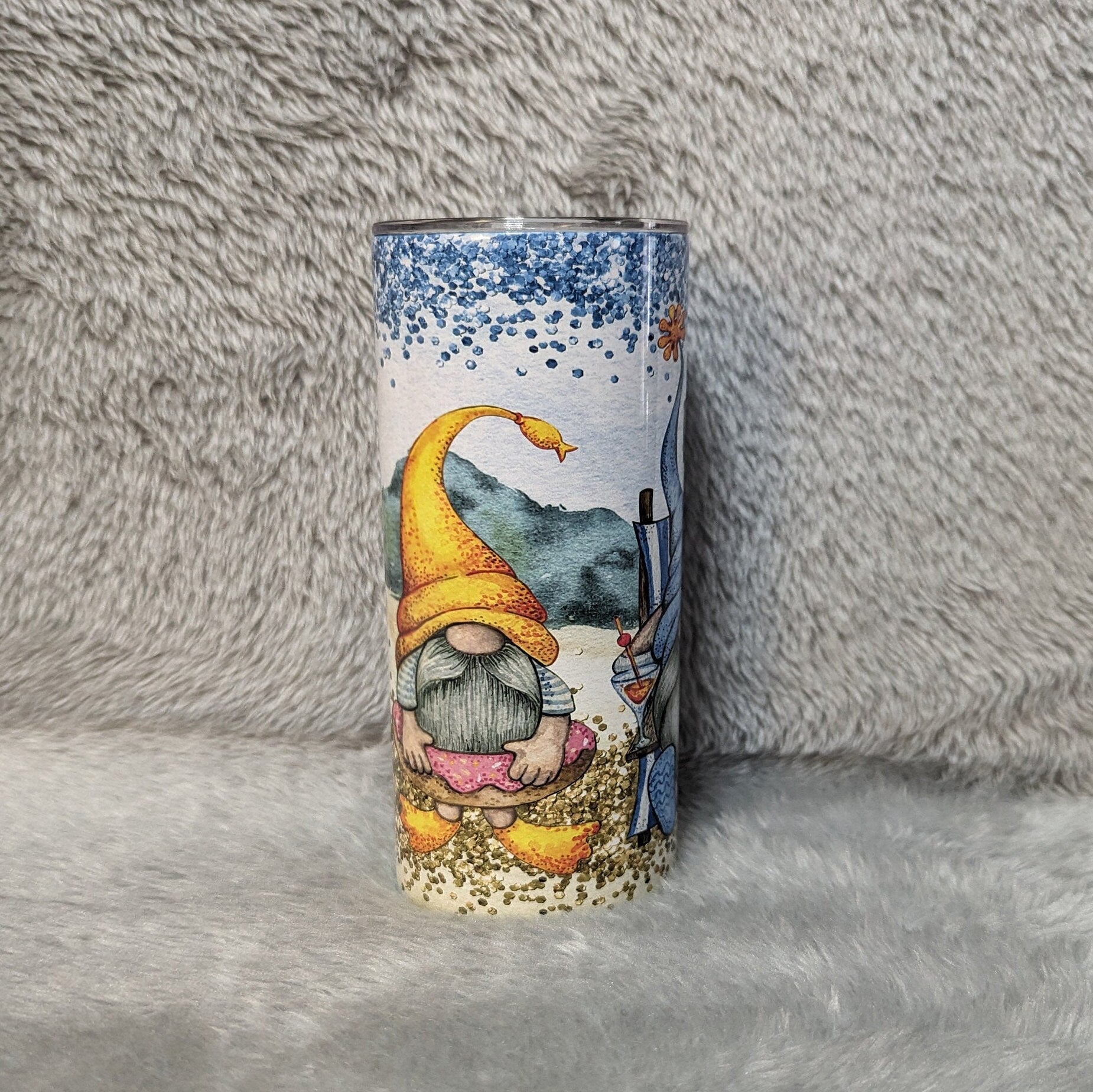 Kids Gnome Tumbler Can Be Personalized, Kids Cup With Name, Beach Gnome Tumbler For Kids, 15oz Tumbler With Reusable Straw, Everyday Use