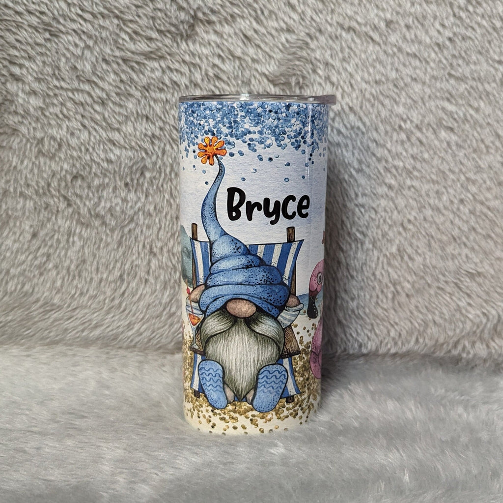 Kids Gnome Tumbler Can Be Personalized, Kids Cup With Name, Beach Gnome Tumbler For Kids, 15oz Tumbler With Reusable Straw, Everyday Use