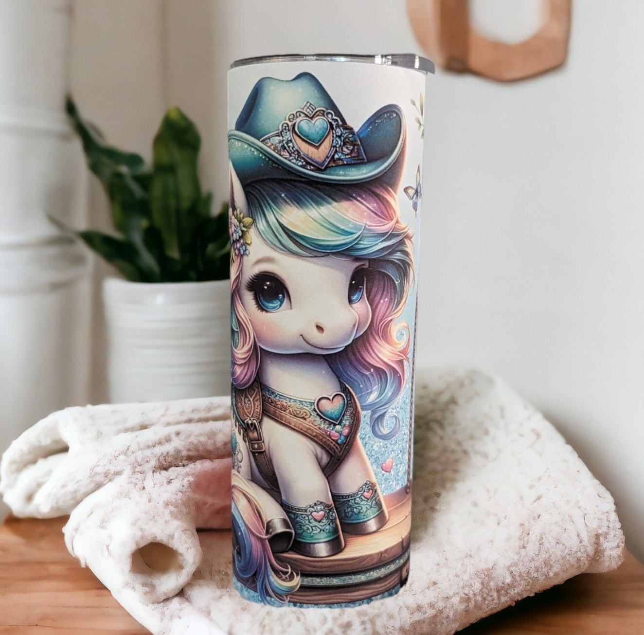 Cowgirl Pony Tumbler With A Glitter Design and Reusable straw, Can Be Personalized, Horse Gift, Cup With Name, Gift For Her, 20oz Tumbler