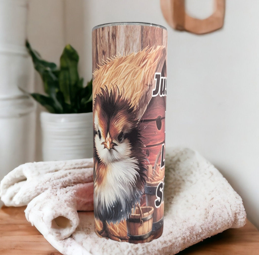 Just A Girl Who Loves Silkies Chicken Tumbler Can Be Personalized, Cute Chicken Lover Tumbler, Includes Reusable Straw, Hot Or Cold Drinks
