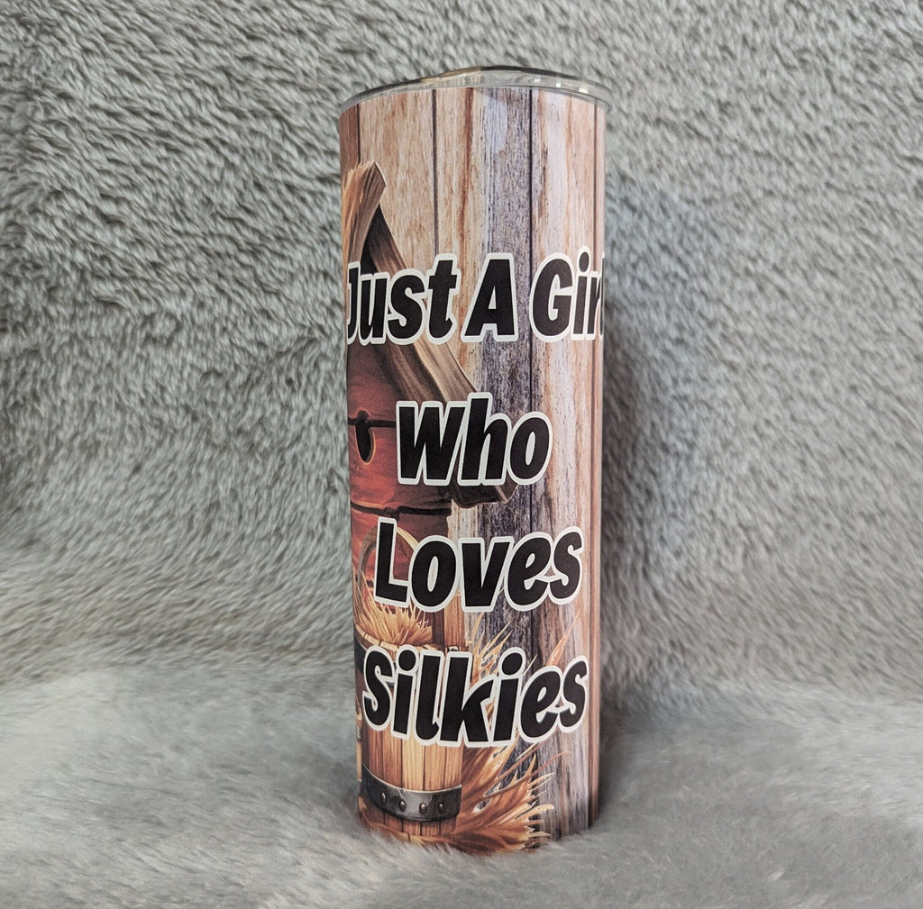 Just A Girl Who Loves Silkies Chicken Tumbler Can Be Personalized, Cute Chicken Lover Tumbler, Includes Reusable Straw, Hot Or Cold Drinks