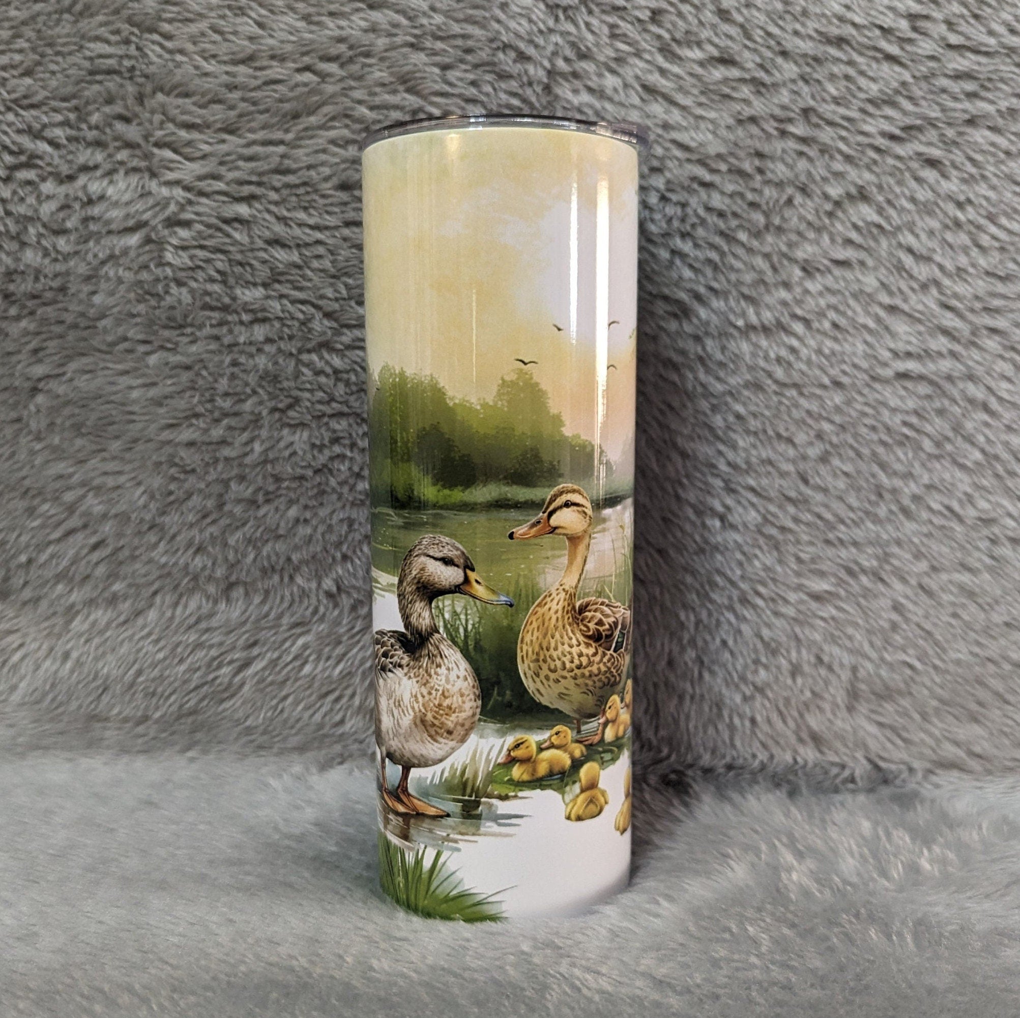 Duck Tumbler Can Be Personalized, Duck Family Tumbler With Reusable Plastic Straw, For Hot Or Cold Drinks, 20oz Skinny Tumbler
