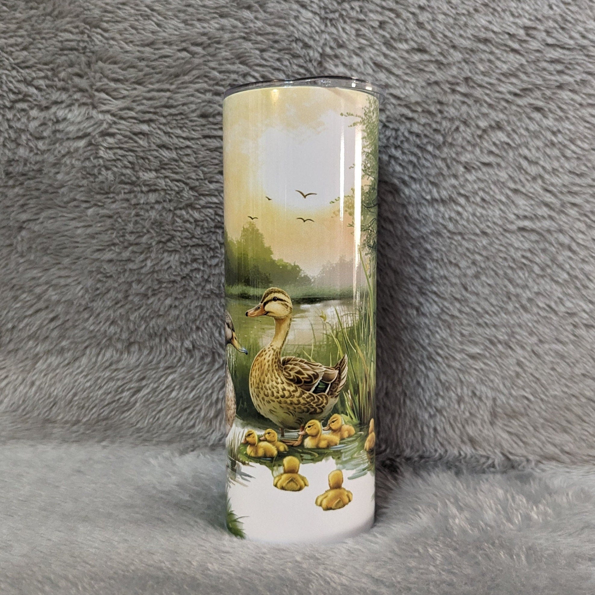 Duck Tumbler Can Be Personalized, Duck Family Tumbler With Reusable Plastic Straw, For Hot Or Cold Drinks, 20oz Skinny Tumbler