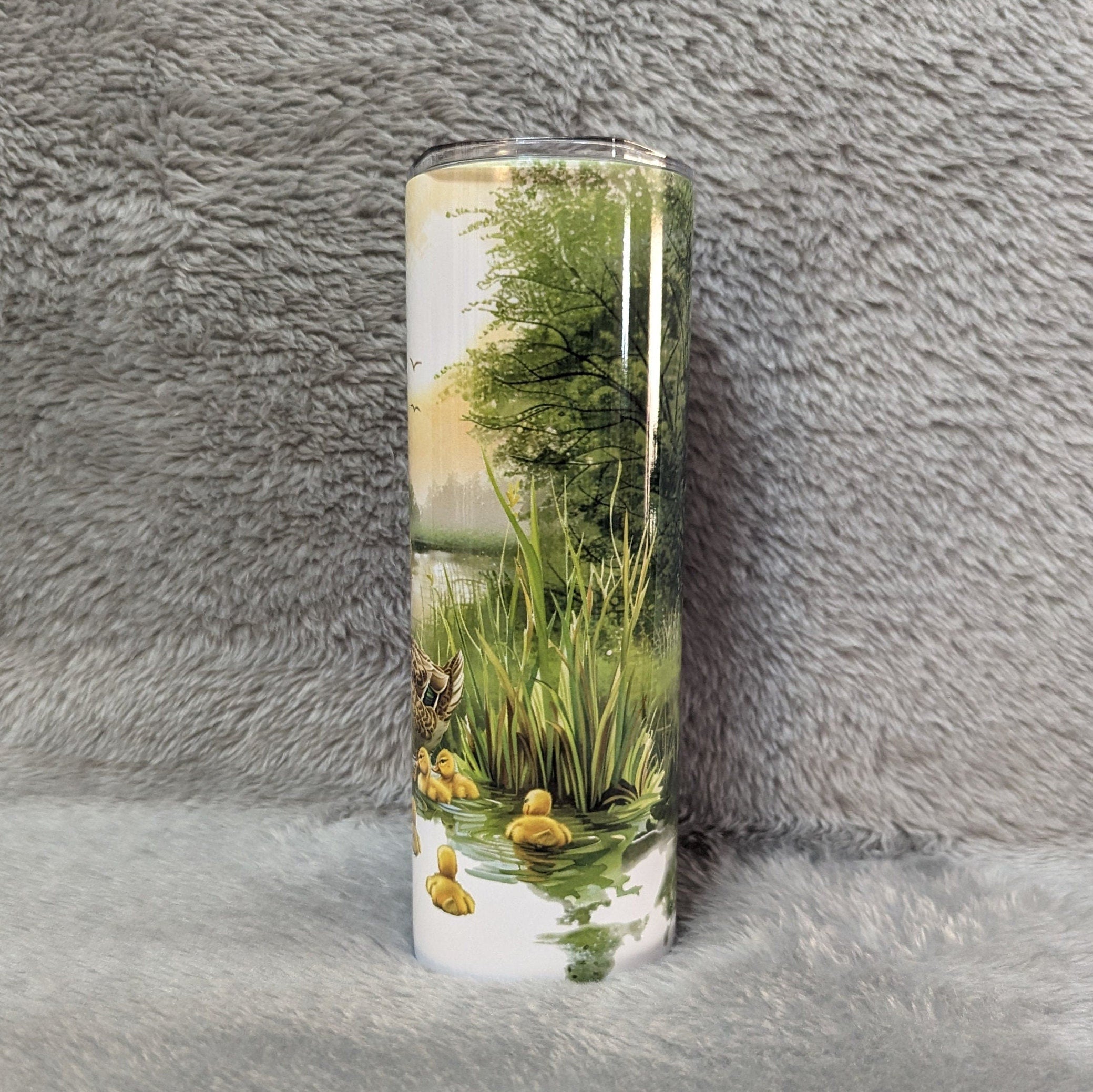 Duck Tumbler Can Be Personalized, Duck Family Tumbler With Reusable Plastic Straw, For Hot Or Cold Drinks, 20oz Skinny Tumbler