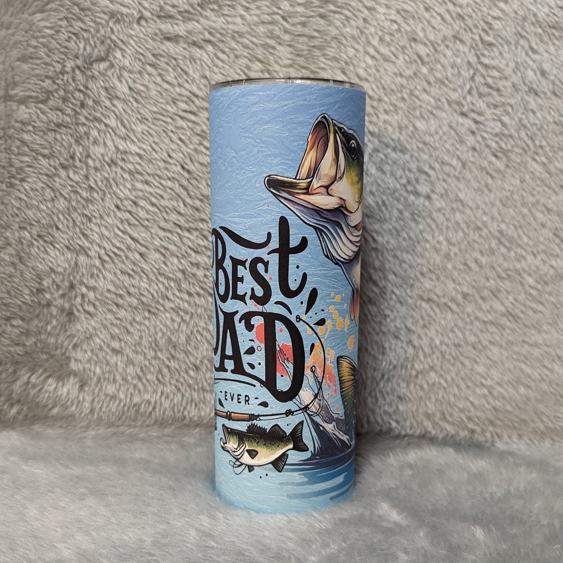 Best Dad Ever Fish Tumbler Can Be Personalized, Great Gift For Dad, 20oz Tumbler With Reusable Straw, Hot Or Cold Drinkware