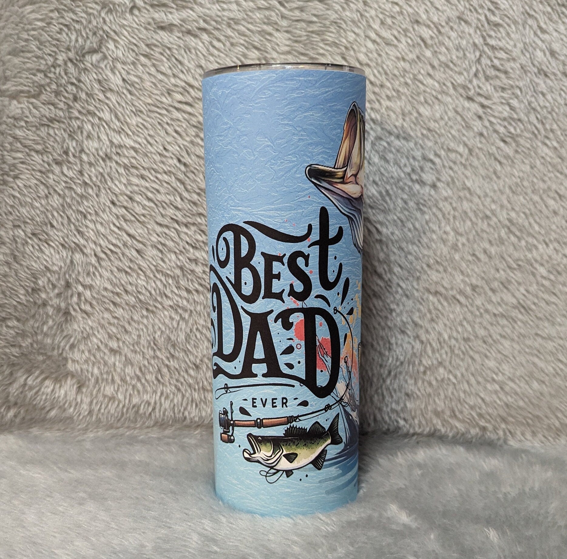 Best Dad Ever Fish Tumbler Can Be Personalized, Great Gift For Dad, 20oz Tumbler With Reusable Straw, Hot Or Cold Drinkware