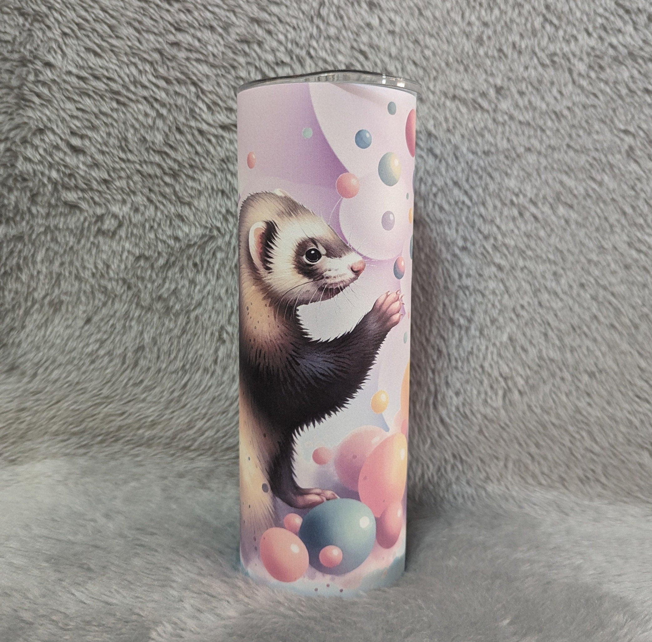 Cute Ferret Tumbler Can Be Personalized, Ferret 20oz Tumbler With Reusable Plastic Straw, For Hot Or Cold Drinks, 20oz Skinny Tumbler