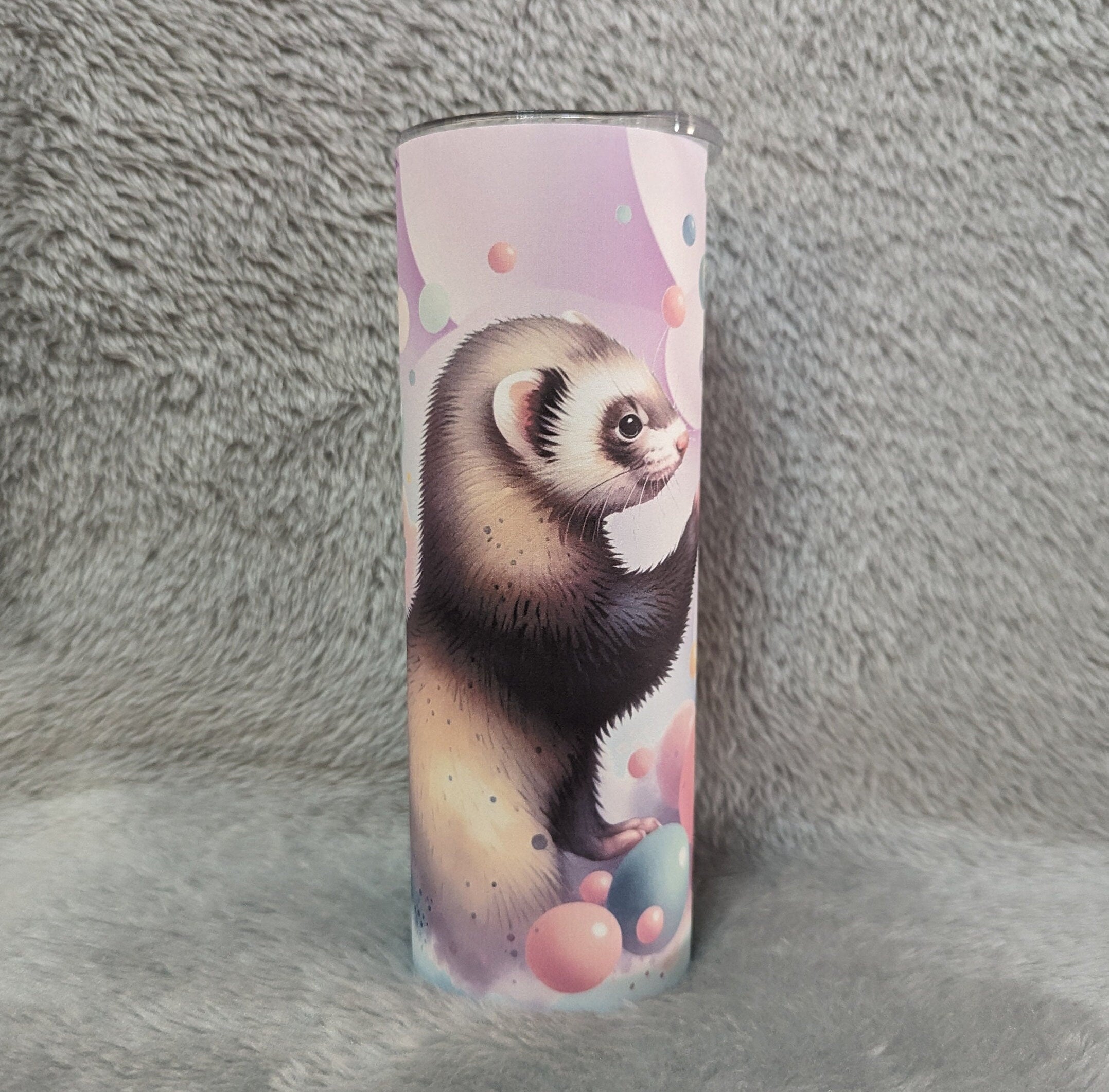 Cute Ferret Tumbler Can Be Personalized, Ferret 20oz Tumbler With Reusable Plastic Straw, For Hot Or Cold Drinks, 20oz Skinny Tumbler