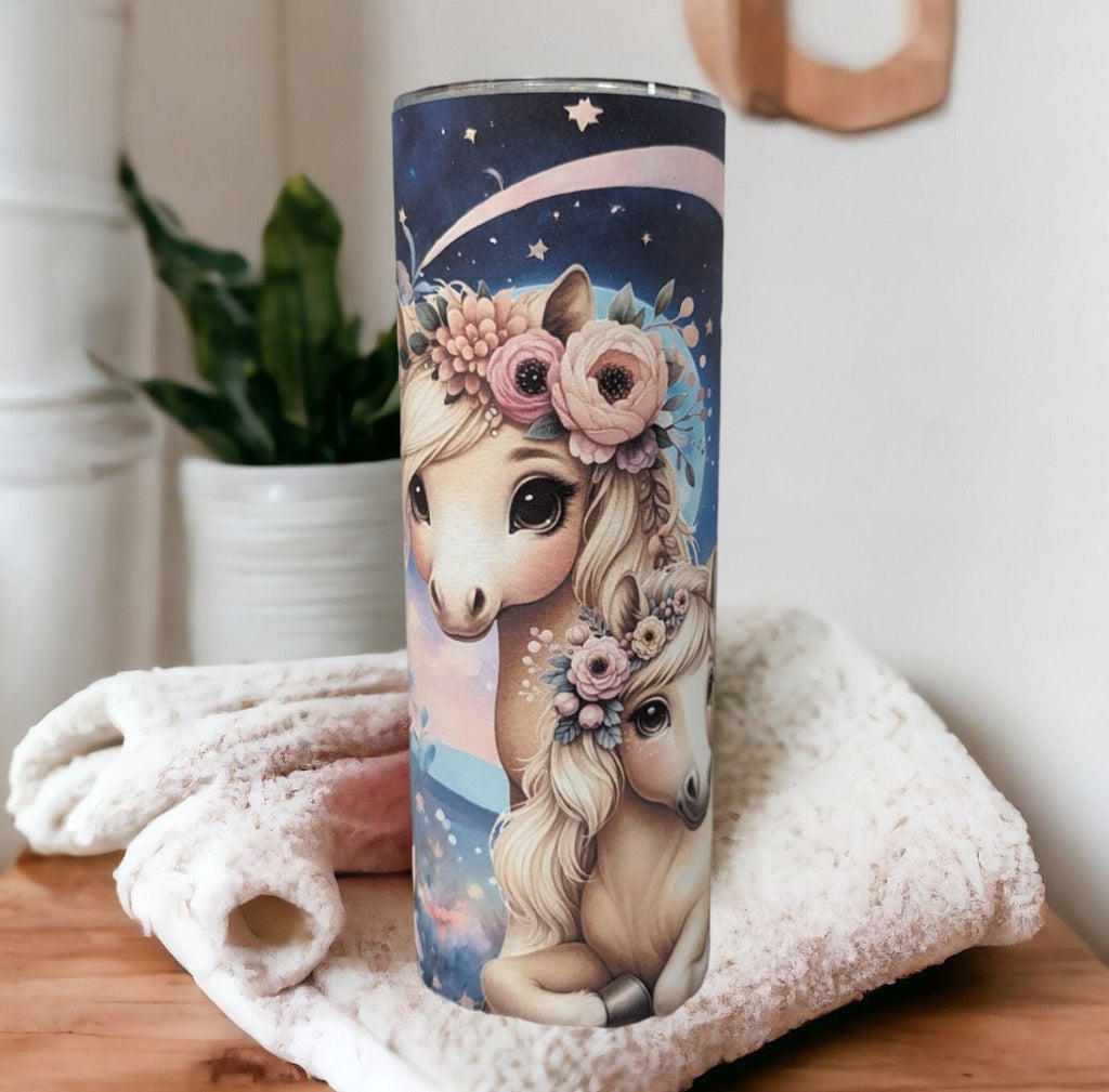 Pretty Palomino Pony Tumbler 20oz With Reusable Straw Can Be Personalized