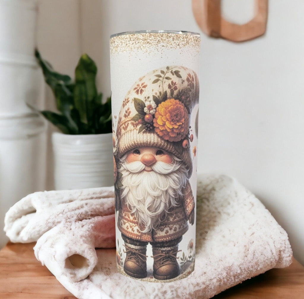 Gnome Tumbler With A Cute Gnome and A Glitter Design - Can Be Personalized, Gift For Her, Gnome Cup With Name, Gnome Lover Gift