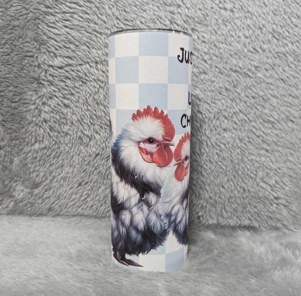 Just A Girl Who Loves Chickens Tumbler Can Be Personalized, Cute Chicken Lover Tumbler, Includes Reusable Straw, Hot Or Cold Drinks