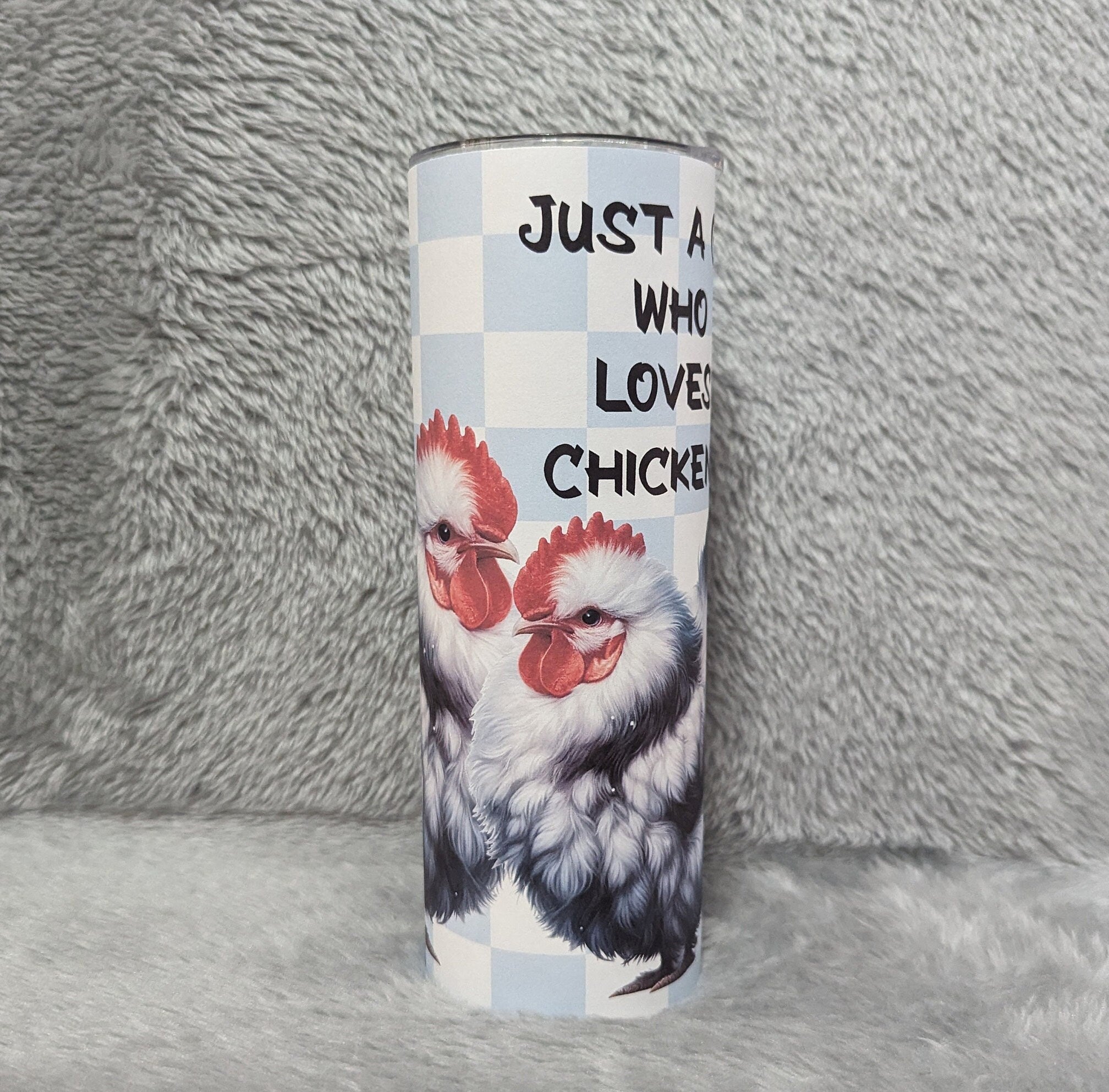 Just A Girl Who Loves Chickens Tumbler Can Be Personalized, Cute Chicken Lover Tumbler, Includes Reusable Straw, Hot Or Cold Drinks