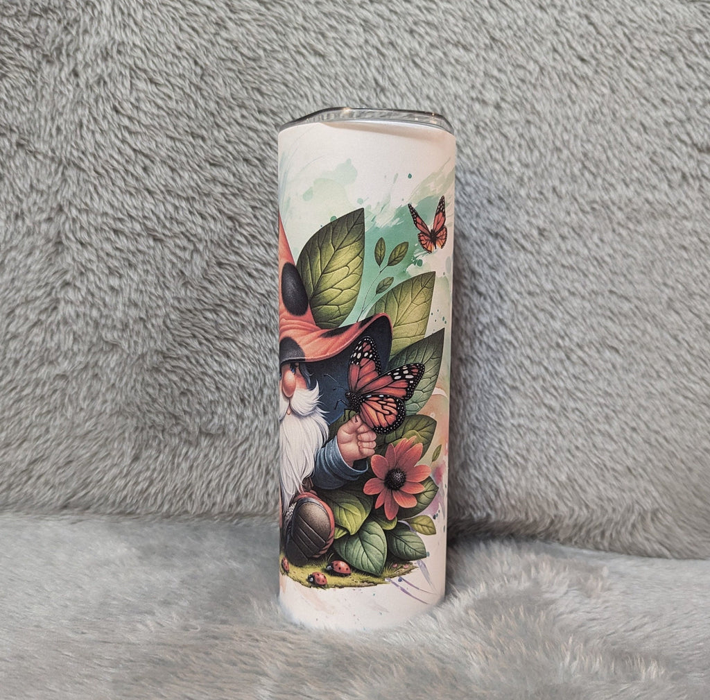 Ladybug Gnome Tumbler Can Be Personalized, Includes A Reusable Straw, Hot Or Cold Beverage Drinkware For Everyday Use, 20oz Skinny Tumbler