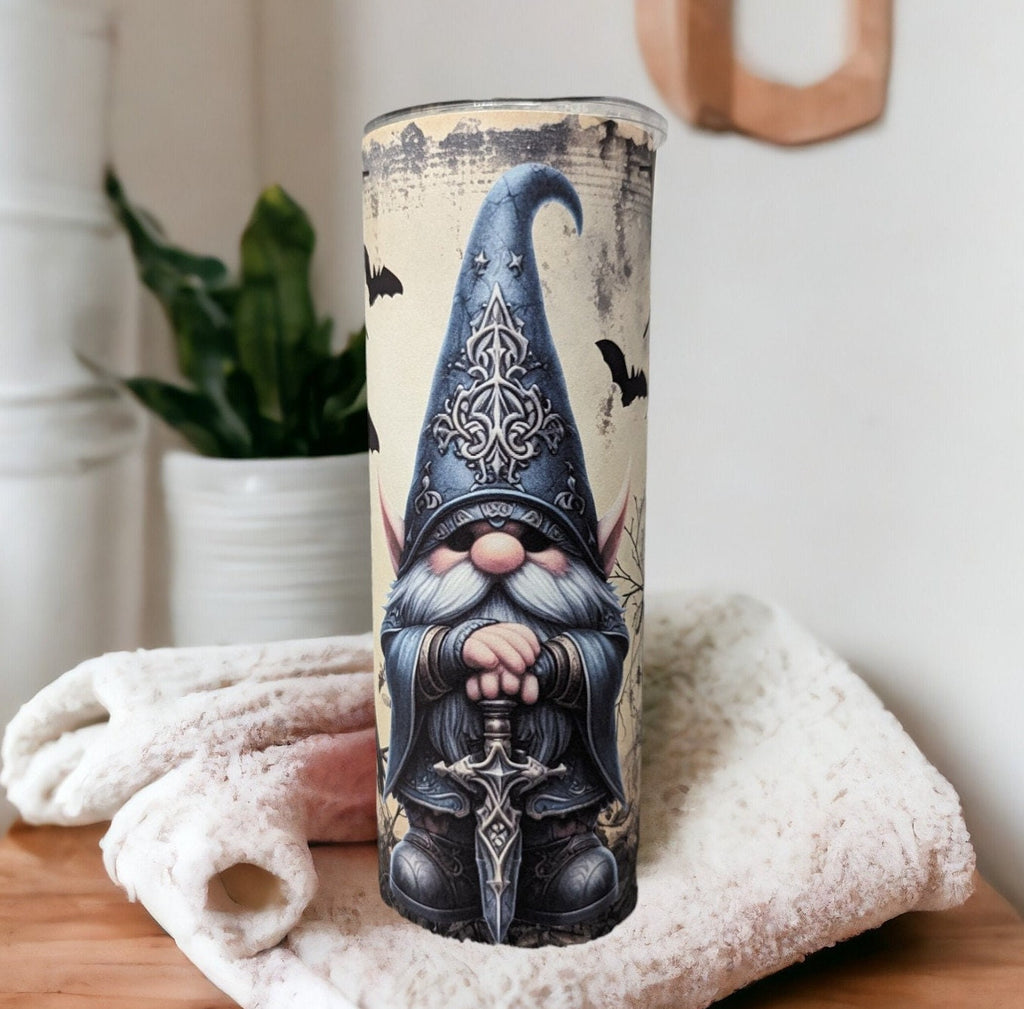 Wizard Gnome Tumbler Can Be Personalized, Reusable Straw, Gnome Gift, 20oz Gnome Tumbler With Reusable Straw, Hot Or Cold Drinks