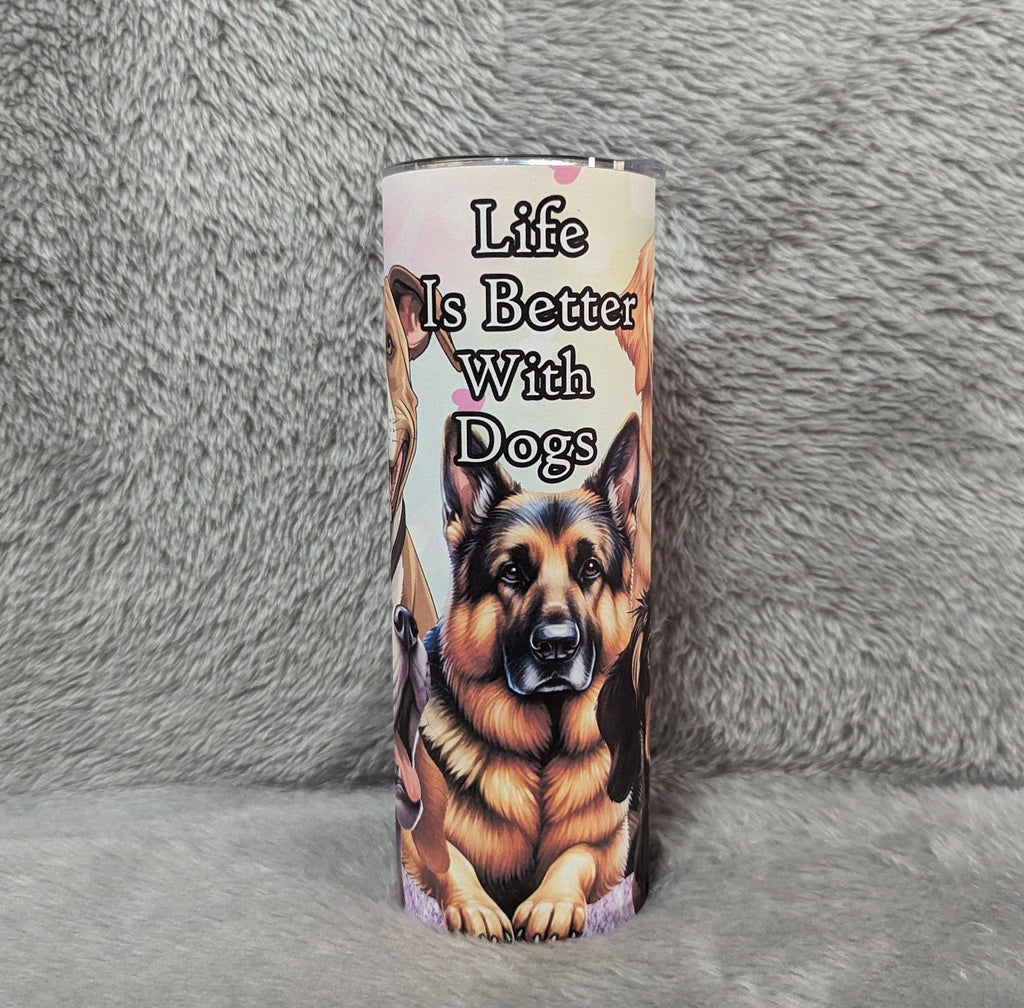 Life Is Better With Dogs Tumbler Can Be Personalized, Dog Lover Tumbler, Includes Reusable Straw, For Hot Or Cold Drinks