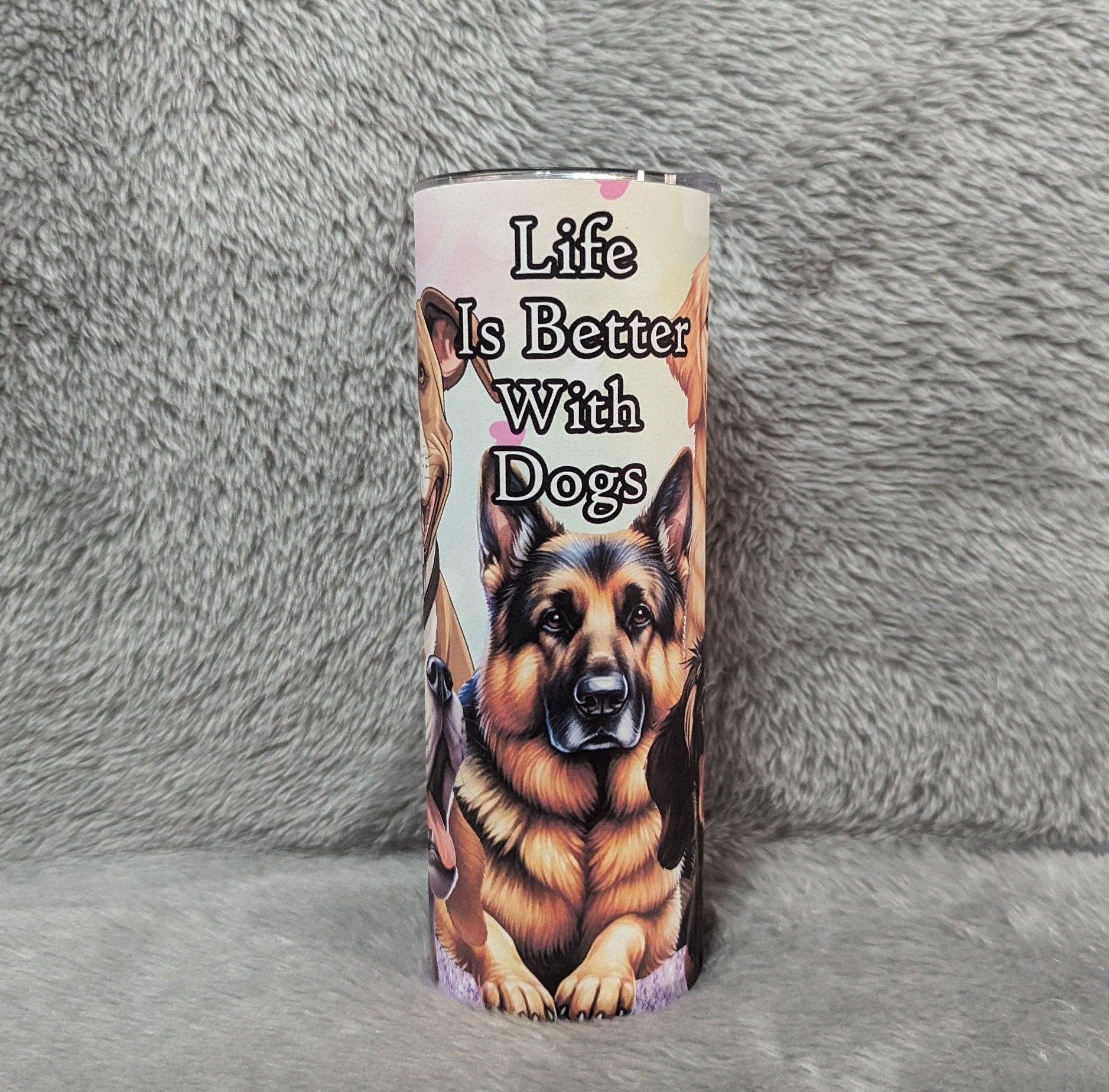 Life Is Better With Dogs Tumbler Can Be Personalized, Dog Lover Tumbler, Includes Reusable Straw, For Hot Or Cold Drinks