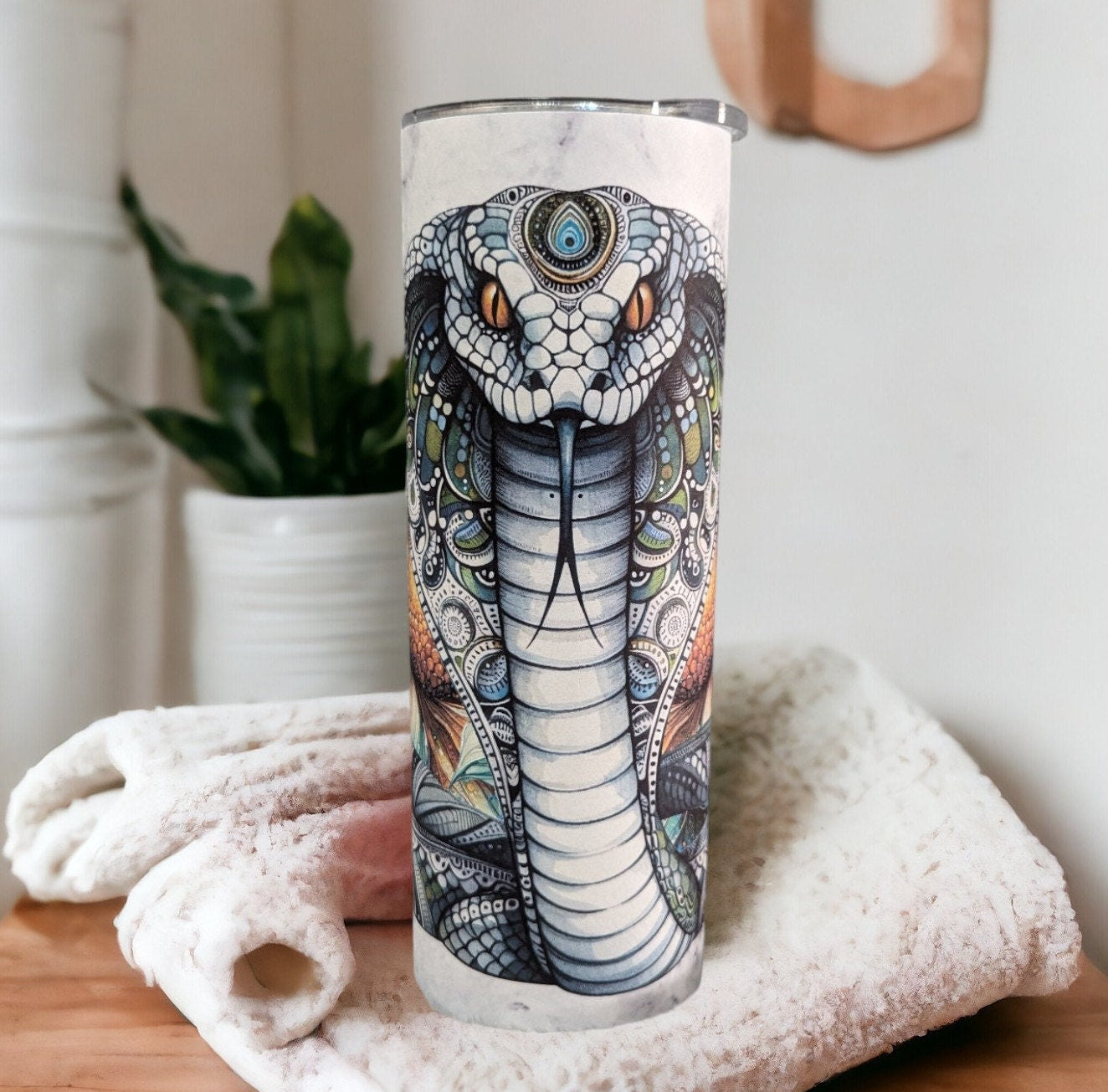 Cobra Snake Tumbler With Sunflowers Can Be Personalized, 20oz Tumbler With Reusable Straw, Great For Everyday Use - Hot Or Cold Drinks