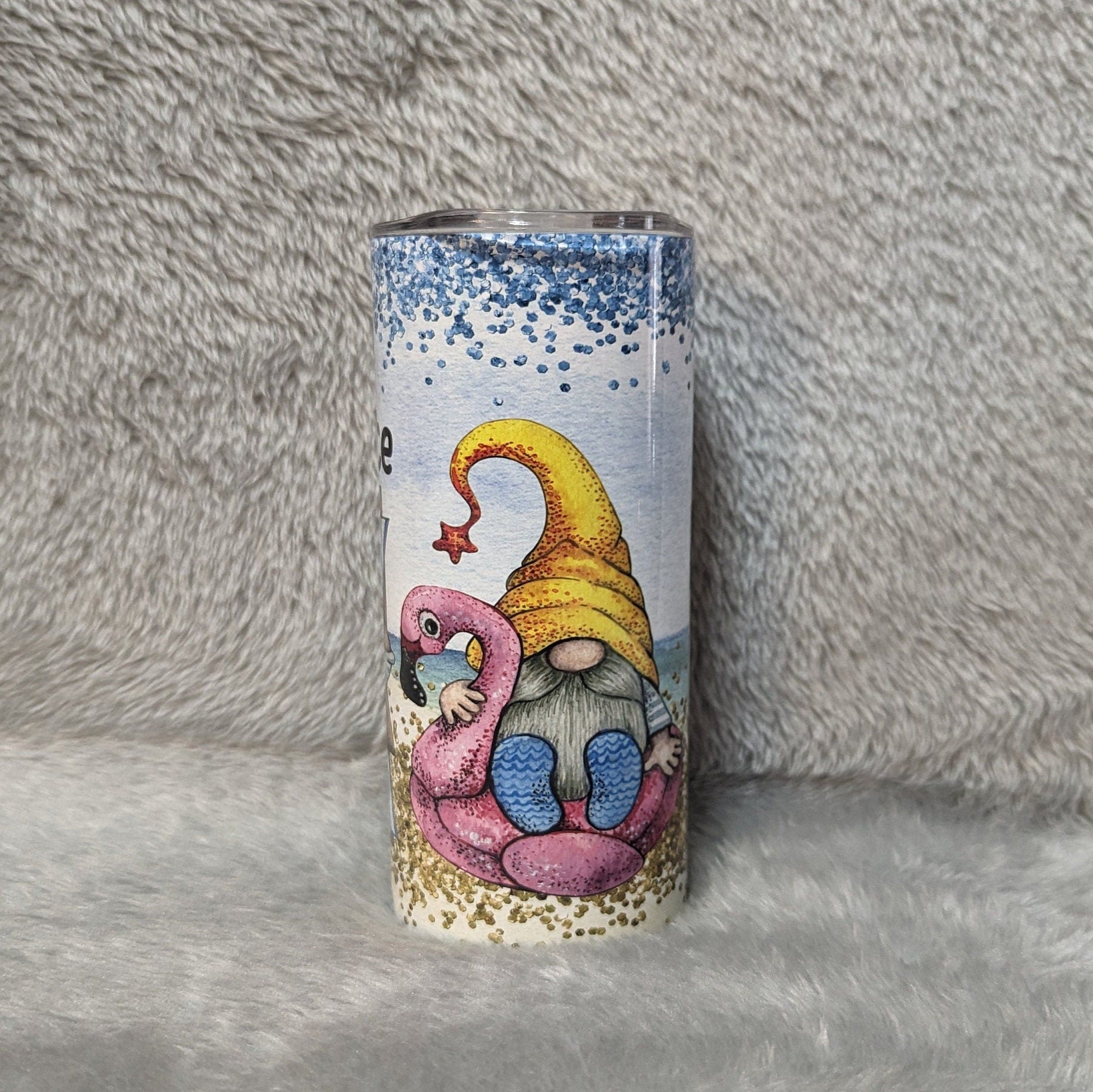 Kids Gnome Tumbler Can Be Personalized, Kids Cup With Name, Beach Gnome Tumbler For Kids, 15oz Tumbler With Reusable Straw, Everyday Use
