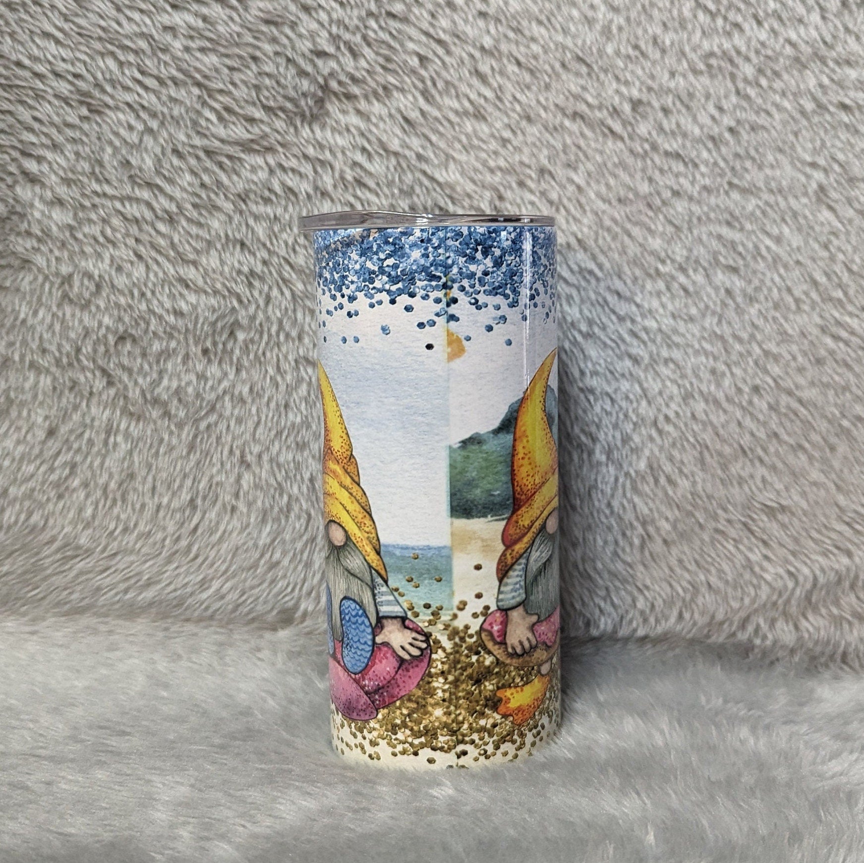 Kids Gnome Tumbler Can Be Personalized, Kids Cup With Name, Beach Gnome Tumbler For Kids, 15oz Tumbler With Reusable Straw, Everyday Use