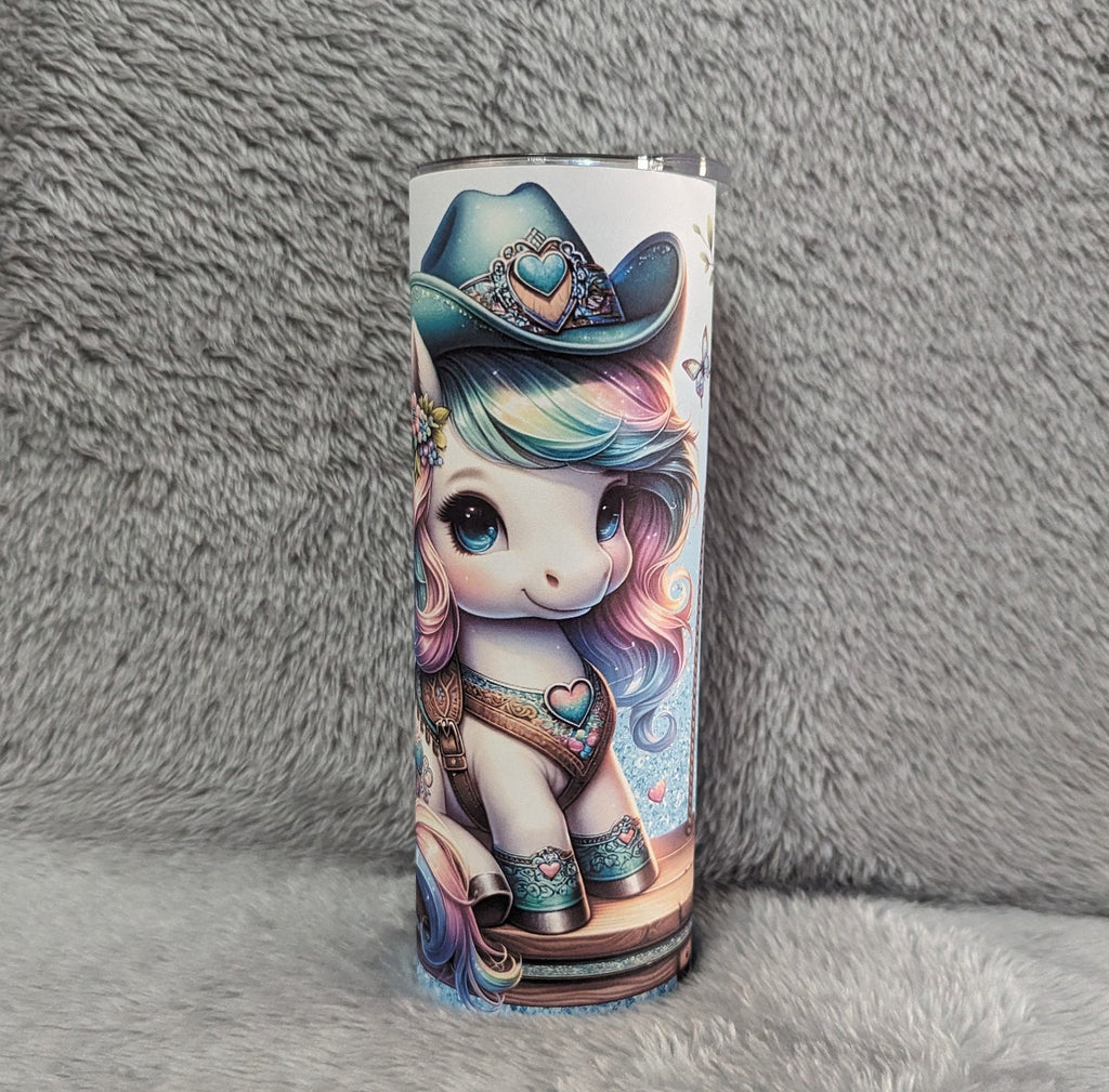 Cowgirl Pony Tumbler With A Glitter Design and Reusable straw, Can Be Personalized, Horse Gift, Cup With Name, Gift For Her, 20oz Tumbler