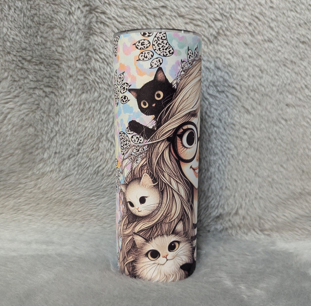Crazy Cat Lady Tumbler 20oz With Reusable Straw, Can Be Personalized