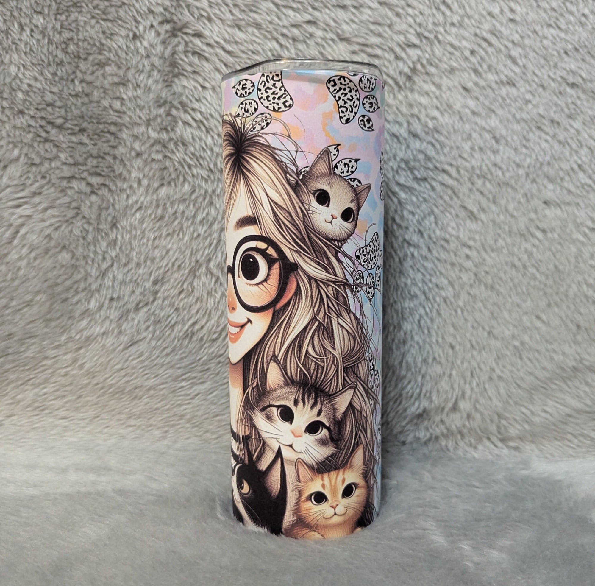 Crazy Cat Lady Tumbler 20oz With Reusable Straw, Can Be Personalized