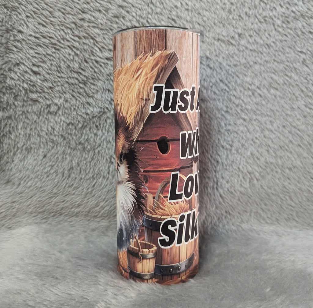 Just A Girl Who Loves Silkies Chicken Tumbler Can Be Personalized, Cute Chicken Lover Tumbler, Includes Reusable Straw, Hot Or Cold Drinks