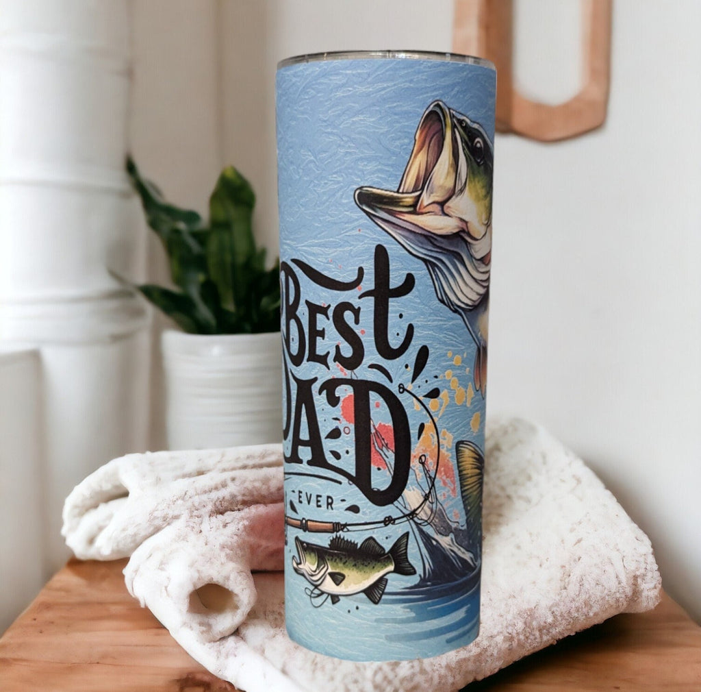Best Dad Ever Fish Tumbler Can Be Personalized, Great Gift For Dad, 20oz Tumbler With Reusable Straw, Hot Or Cold Drinkware