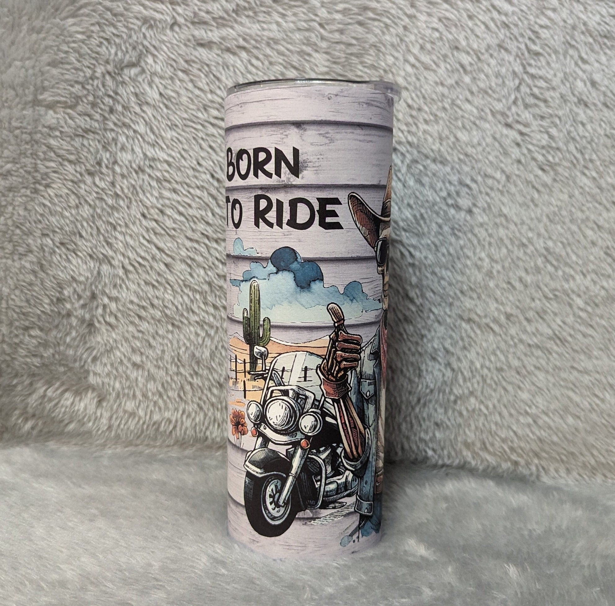 Born To Ride Skeleton Biker Tumbler With Reusable Plastic Straw, Can Also Be Personalized, Hot Cold Drinkware, Best Dad Ever Cup
