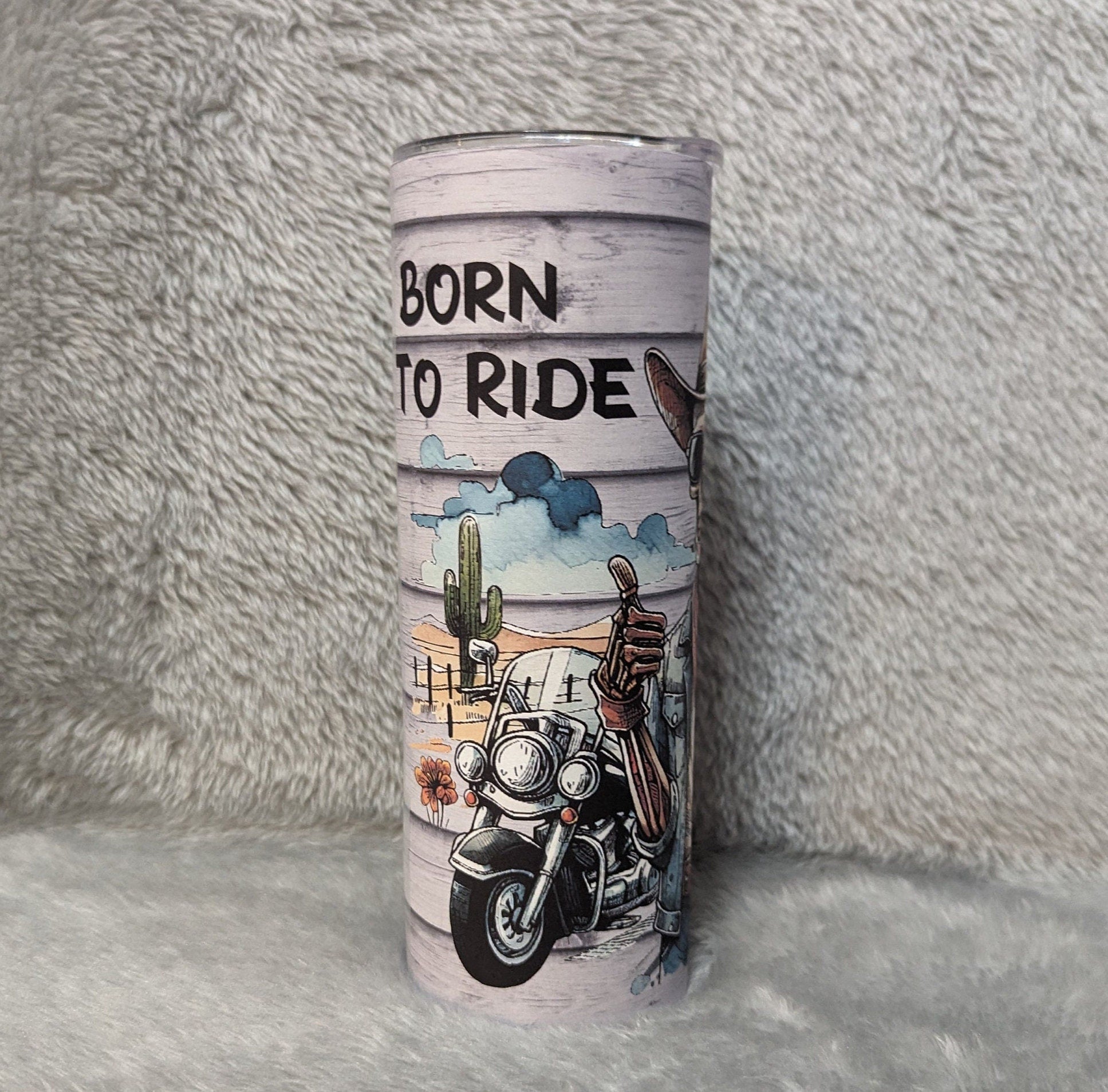 Born To Ride Skeleton Biker Tumbler With Reusable Plastic Straw, Can Also Be Personalized, Hot Cold Drinkware, Best Dad Ever Cup