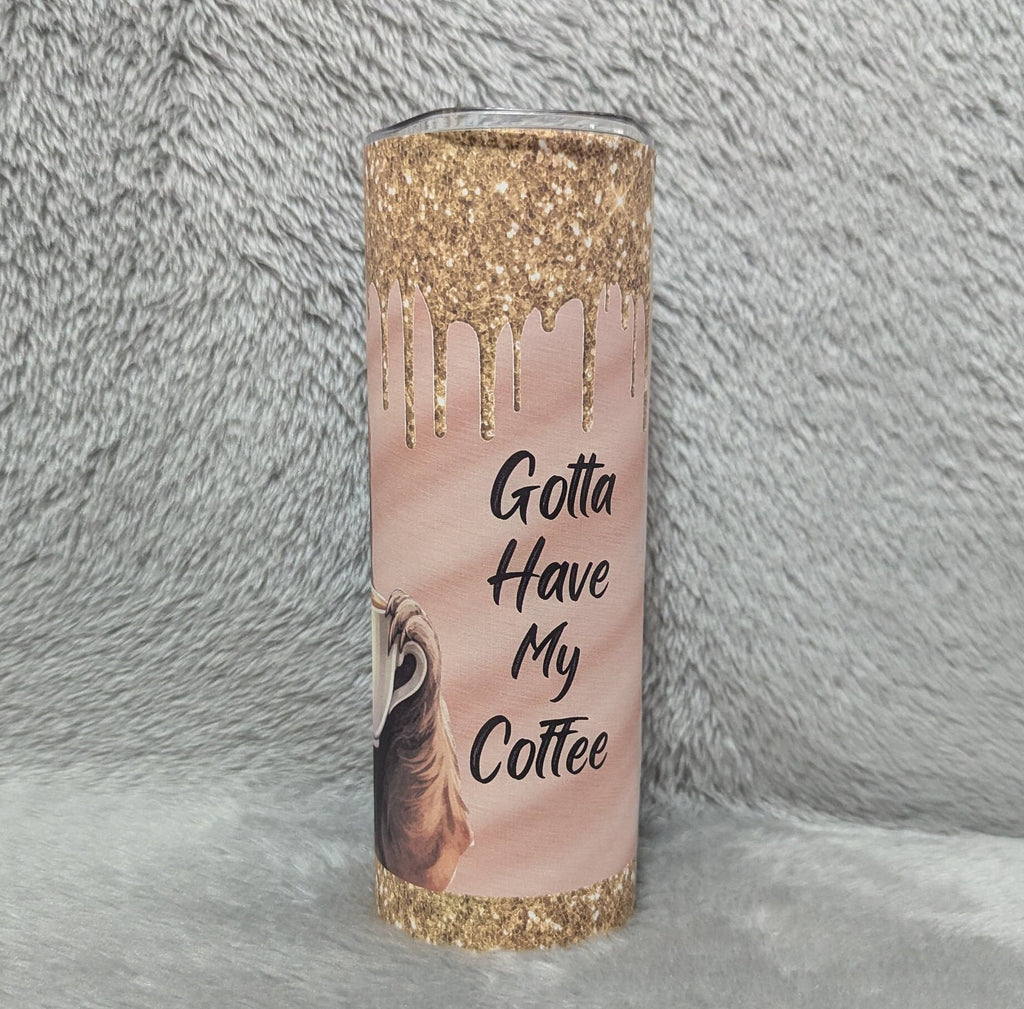 Gotta Have My Coffee Sloth Tumbler With Reusable Straw, Can Be Personalized, Cup With Name, Hot Cold Drinkware For Home Work Or On The Go