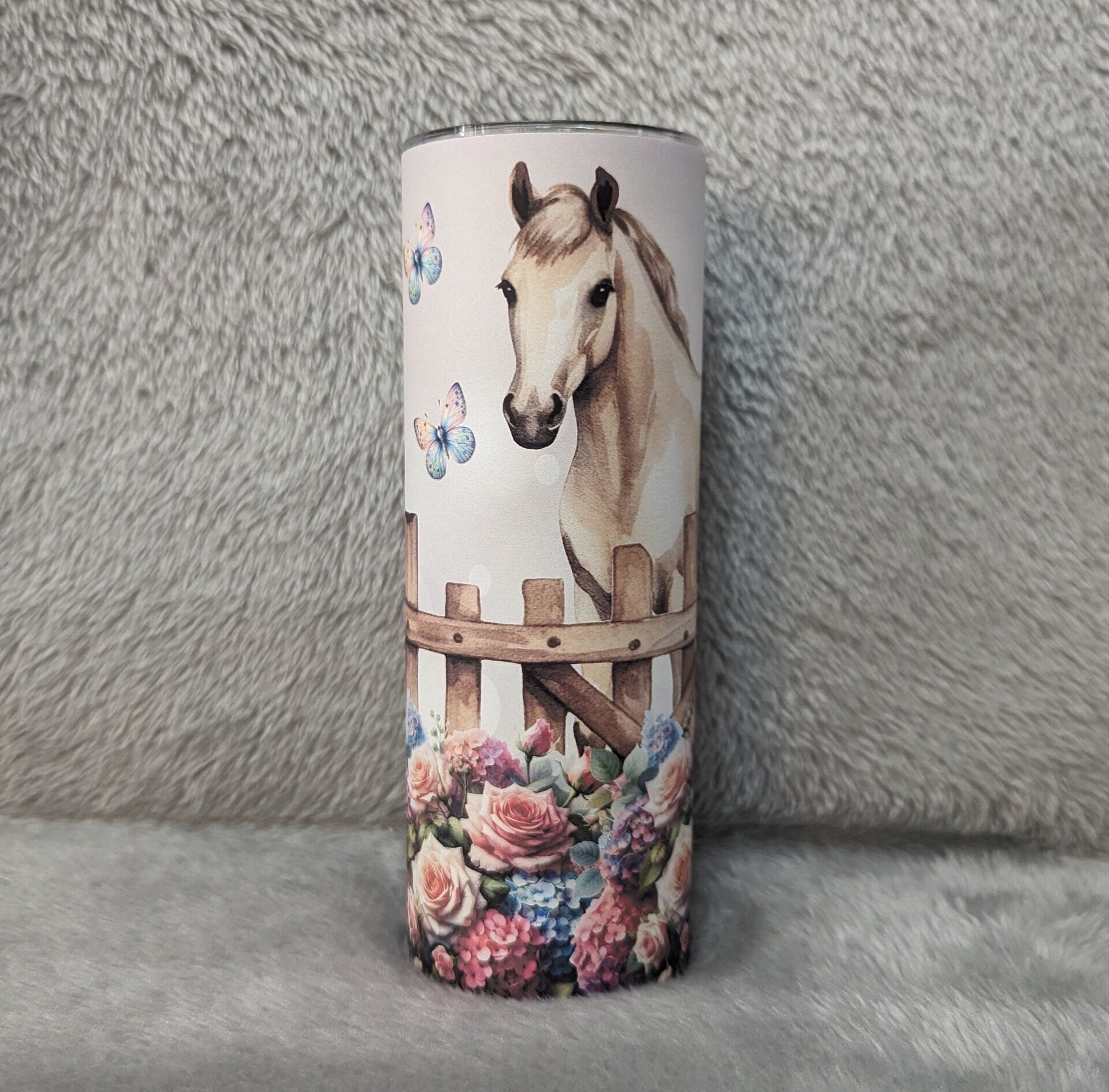 Pretty Horse Tumbler With Flowers Can Be Personalized, Horse Cup With Name, Horse Lover Gift,  Hot Cold Drinkware