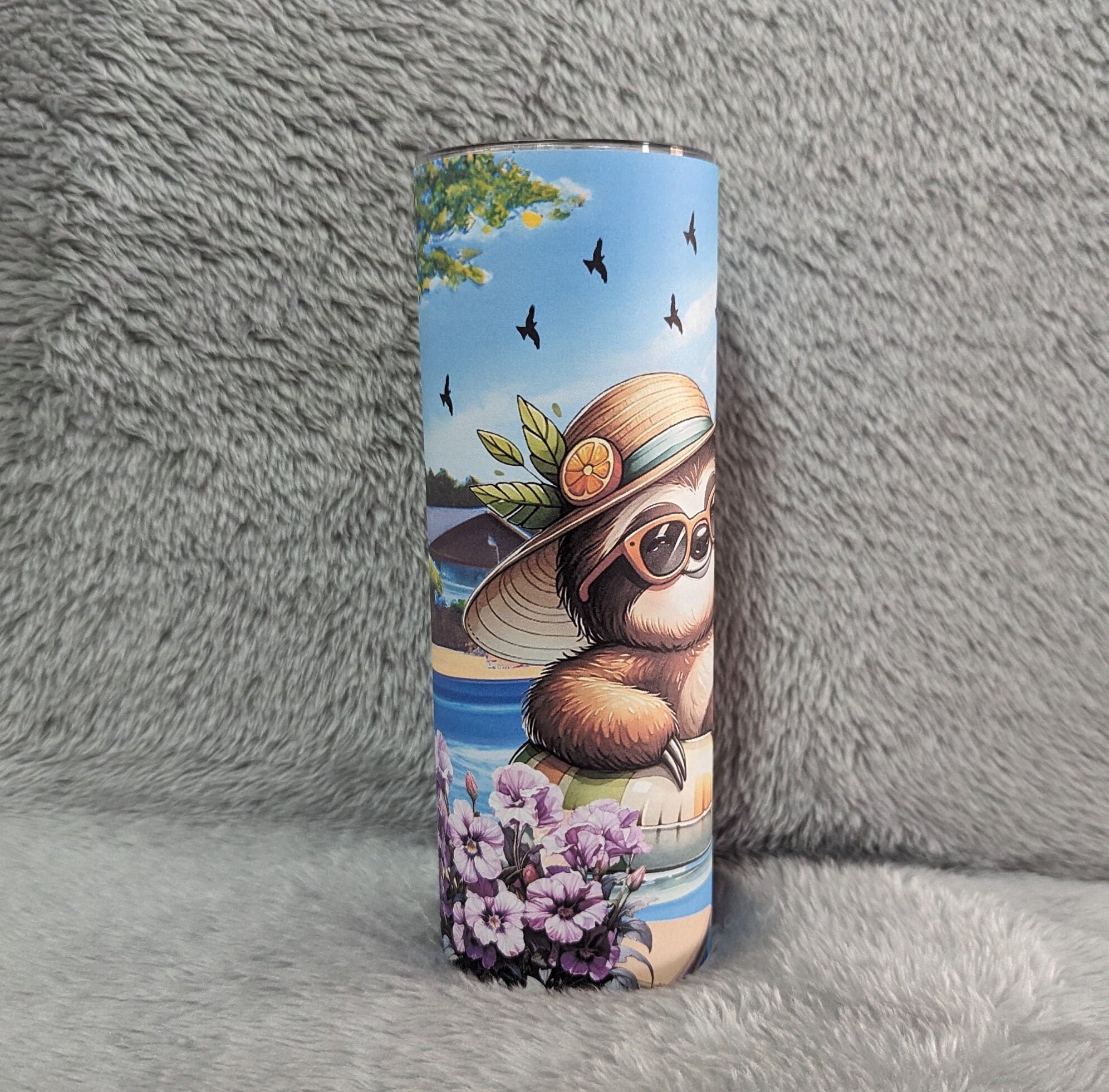 Cute Pool Sloth Tumbler Can Be Personalized, Perfect for Sloth Lovers, Sloth 20oz Tumbler With Reusable Straw - For Hot Or Cold Drinks