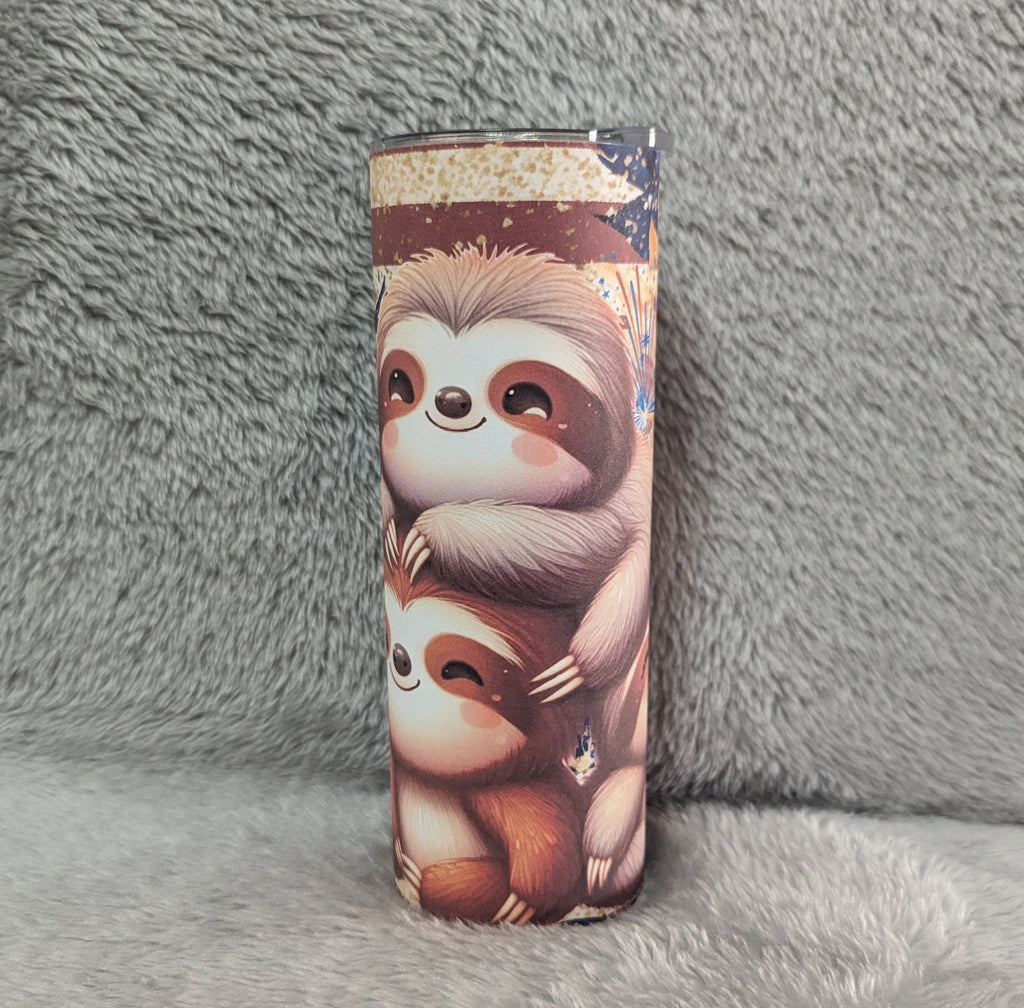 Patriotic Sloth Tumbler Can Be Personalized, Patriotic Tumbler, Patriotic Sloth Cup, 20oz Tumbler With Reusable Straw - Hot Or Cold Drink