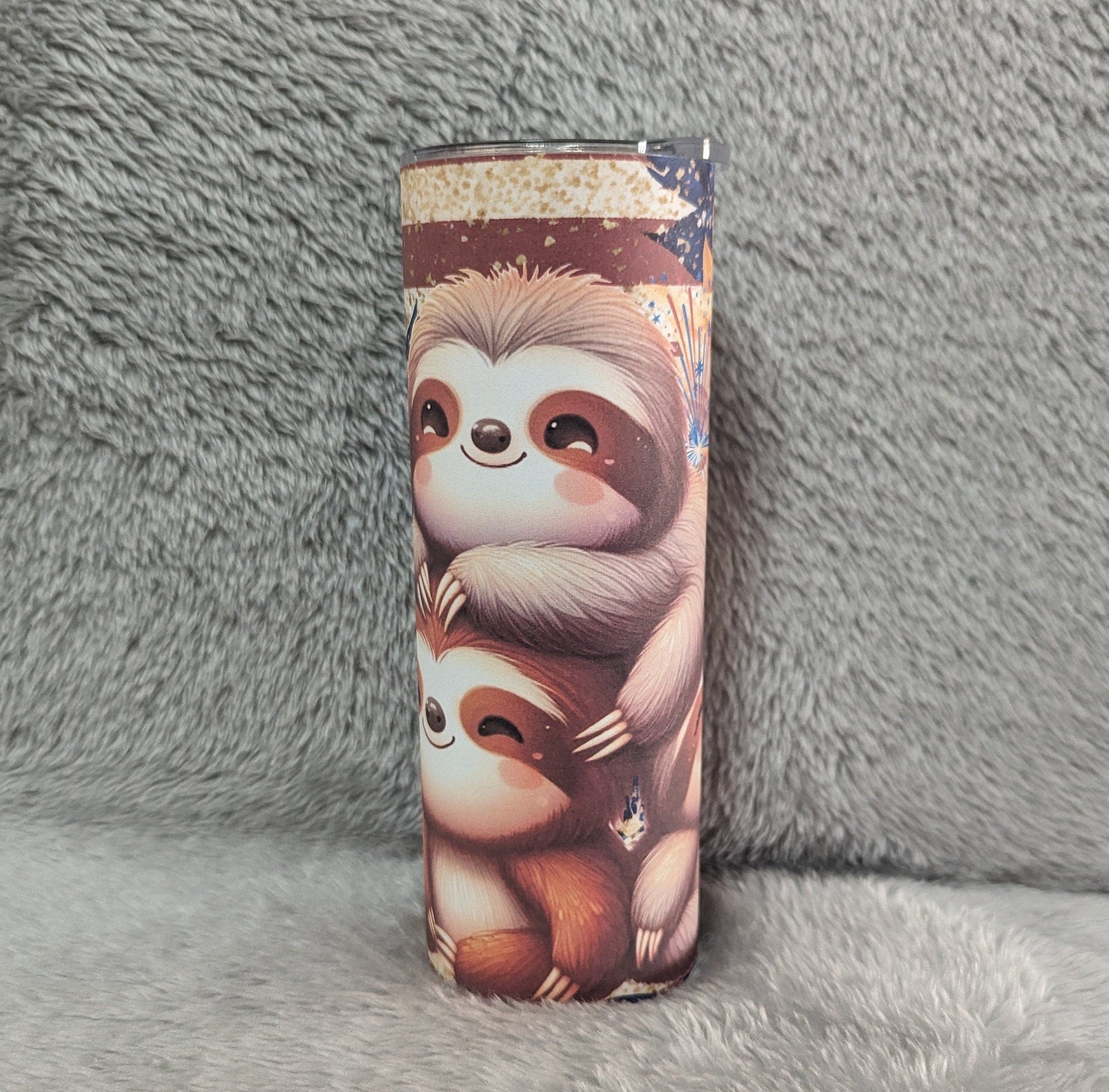 Patriotic Sloth Tumbler Can Be Personalized, Patriotic Tumbler, Patriotic Sloth Cup, 20oz Tumbler With Reusable Straw - Hot Or Cold Drink