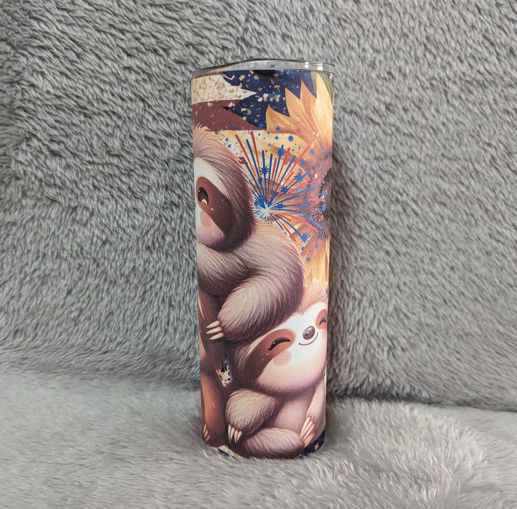 Patriotic Sloth Tumbler Can Be Personalized, Patriotic Tumbler, Patriotic Sloth Cup, 20oz Tumbler With Reusable Straw - Hot Or Cold Drink