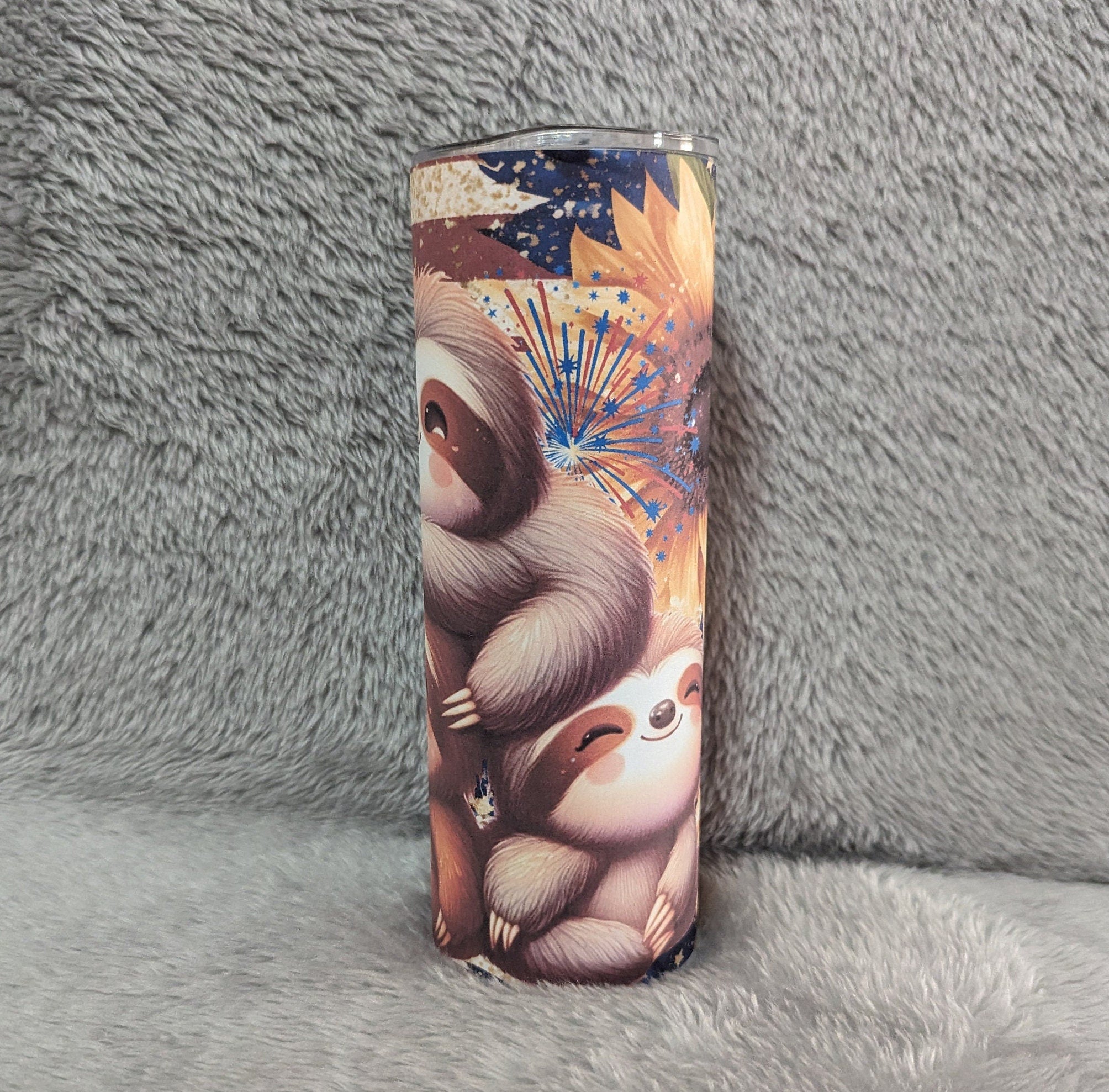 Patriotic Sloth Tumbler Can Be Personalized, Patriotic Tumbler, Patriotic Sloth Cup, 20oz Tumbler With Reusable Straw - Hot Or Cold Drink