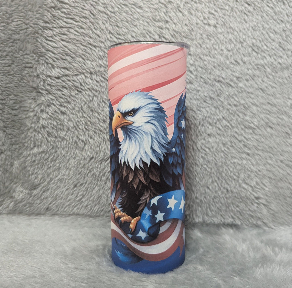 Patriotic Eagle Tumbler That Can Be Personalized, Includes A Reusable Straw, Eagle Gift, 20oz Eagle Tumbler For Hot Or Cold Drinks
