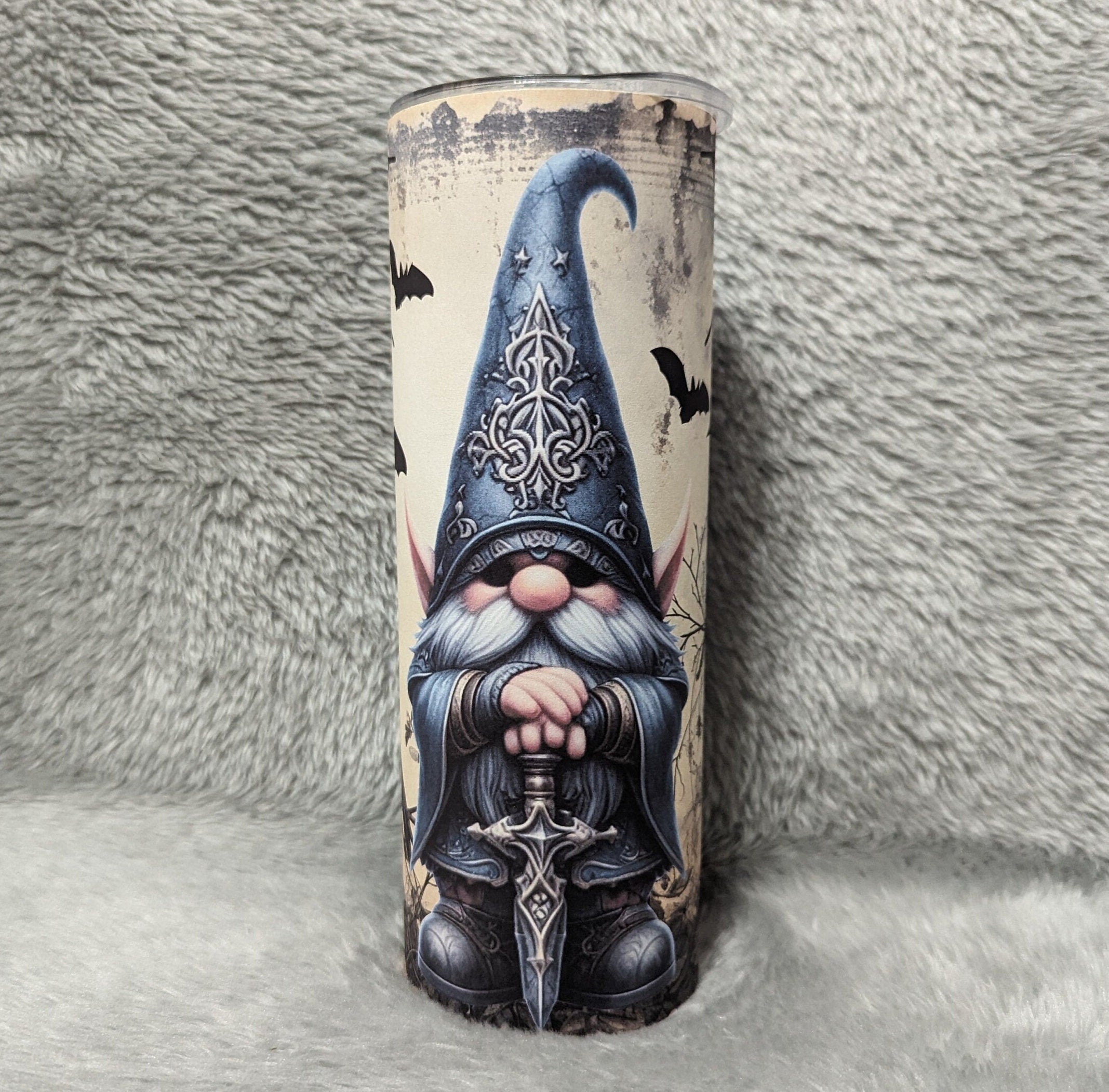 Wizard Gnome Tumbler Can Be Personalized, Reusable Straw, Gnome Gift, 20oz Gnome Tumbler With Reusable Straw, Hot Or Cold Drinks