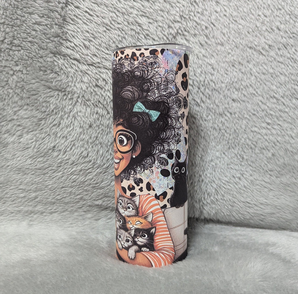 Crazy Cat Lady 20oz With Reusable Straw, Can Be Personalized