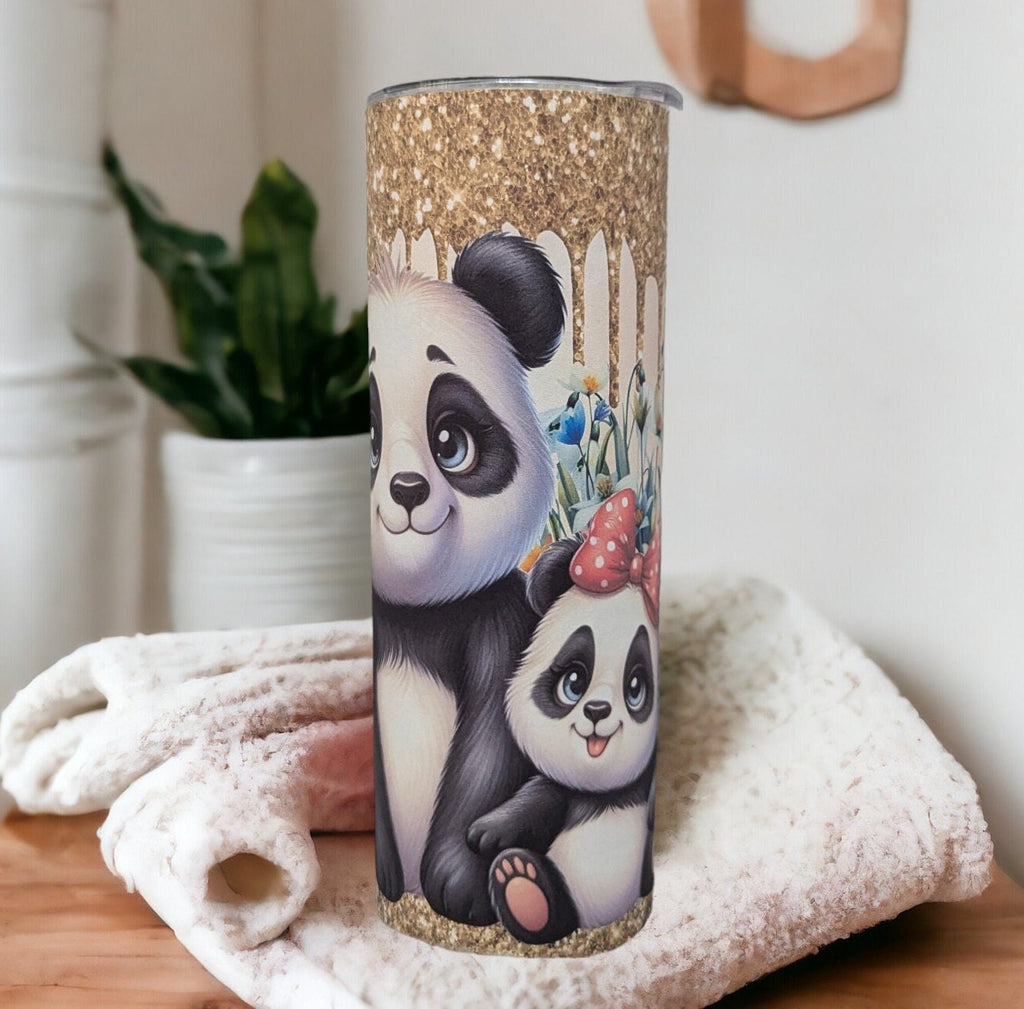 Cute Panda Bear Tumbler Can Be Personalized, Includes A Reusable Straw, 20oz Skinny Tumbler For Everyday Use - Hot Or Cold Drinks