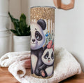 Cute Panda Bear Tumbler Can Be Personalized, Includes A Reusable Straw, 20oz Skinny Tumbler For Everyday Use - Hot Or Cold Drinks